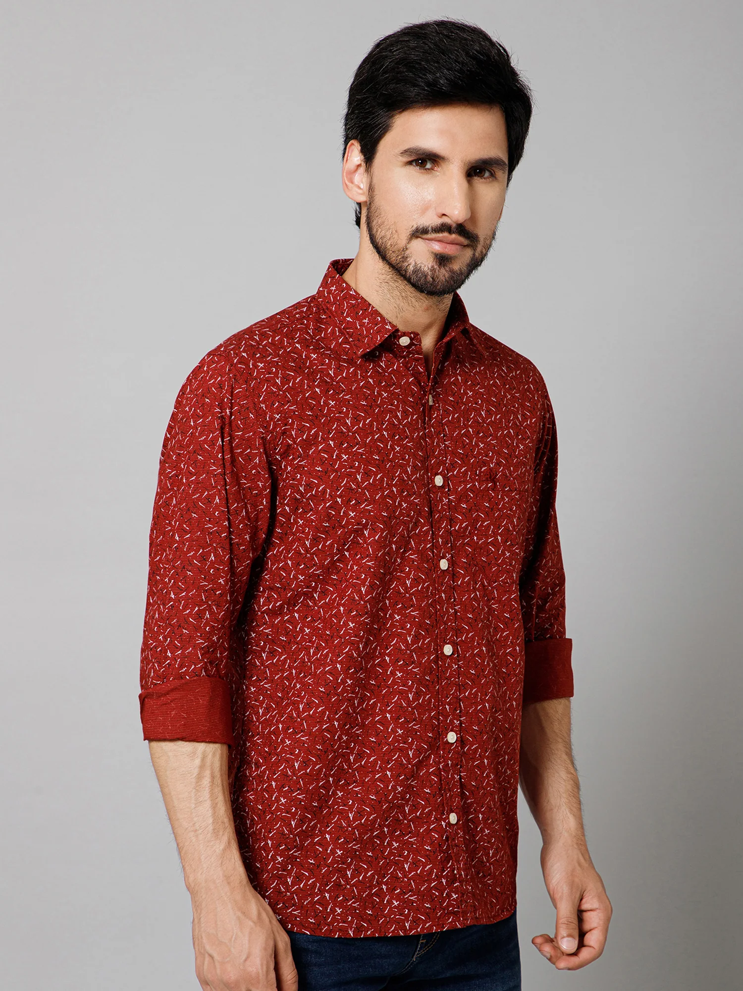 Casual Shirt for Men | Breathable & Soft with Color Fastness Regular Fit Spread Collar Neck Cotton Fabric Printed Pattern - Image 3