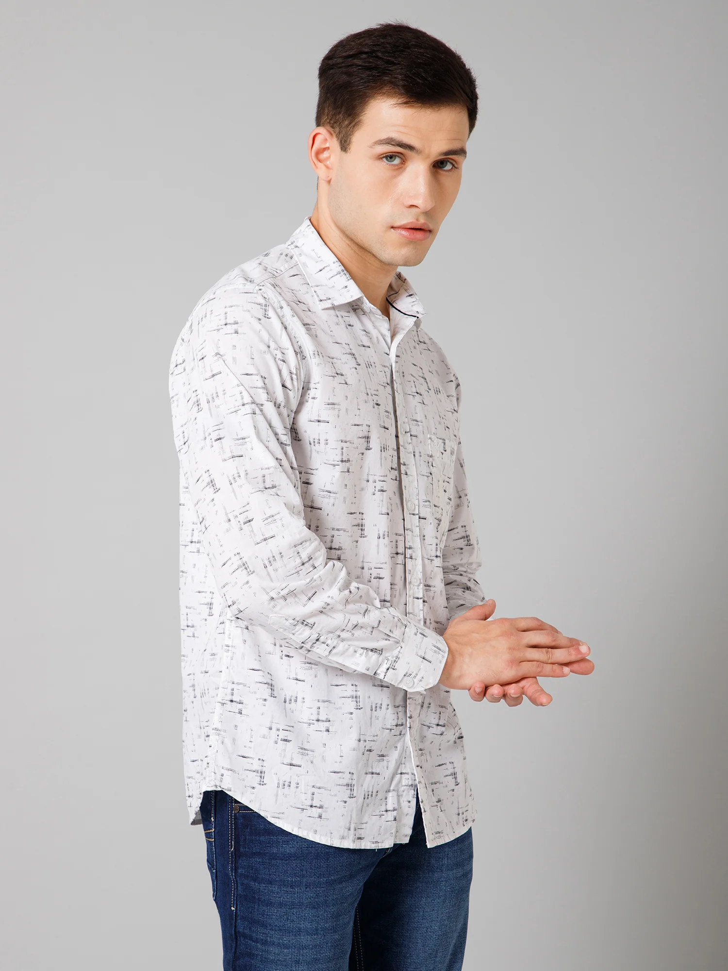 Casual Shirt for Men | Breathable & Soft with Color Fastness Regular Fit Spread Collar Neck Cotton Fabric Printed Pattern - Image 3