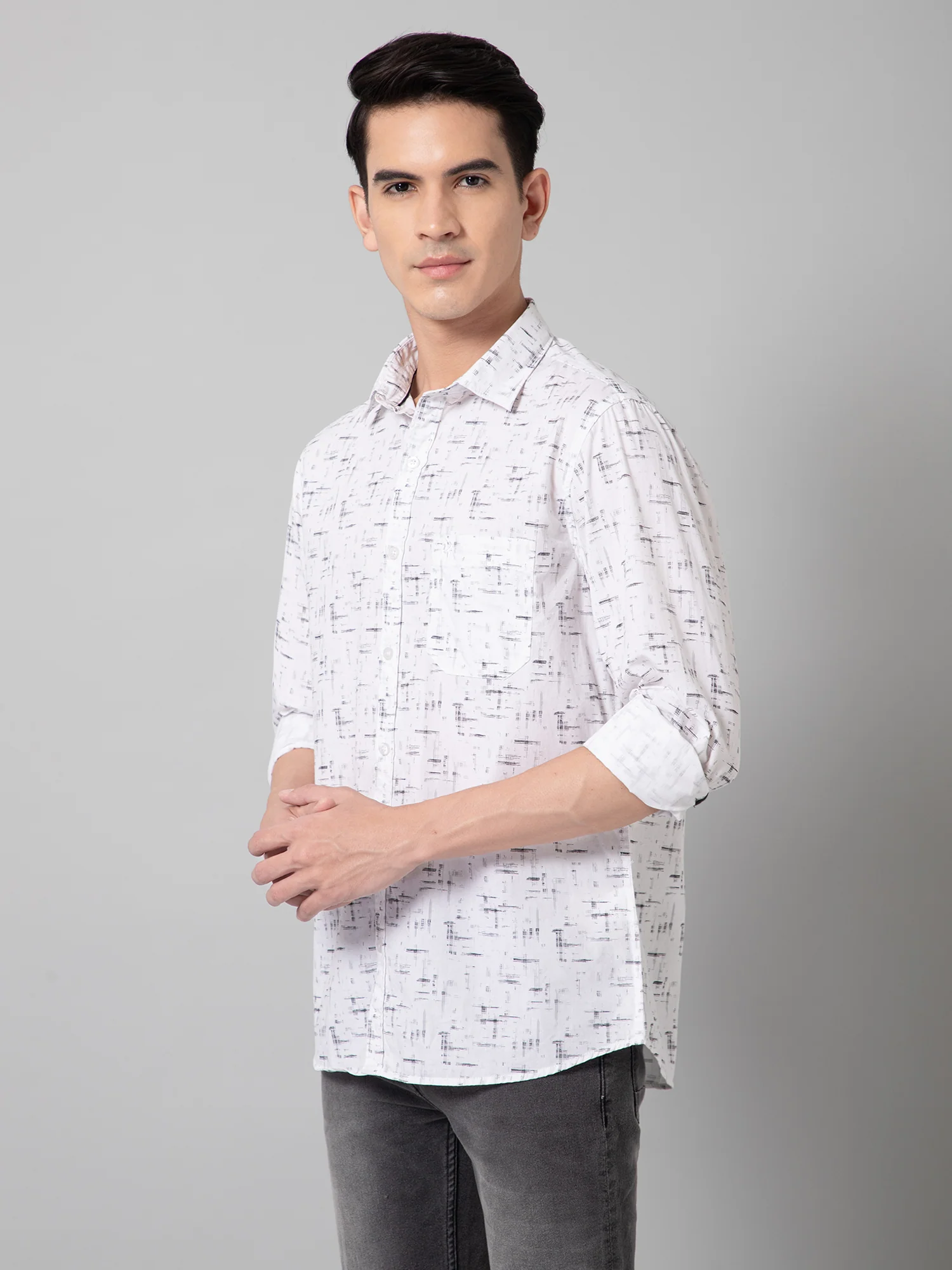 Casual Shirt for Men | Breathable & Soft with Color Fastness Regular Fit Spread Collar Neck Cotton Fabric Printed Pattern - Image 2