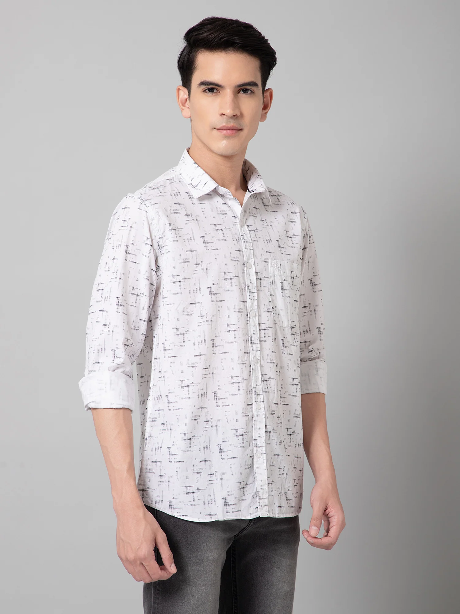 Casual Shirt for Men | Breathable & Soft with Color Fastness Regular Fit Spread Collar Neck Cotton Fabric Printed Pattern - Image 3