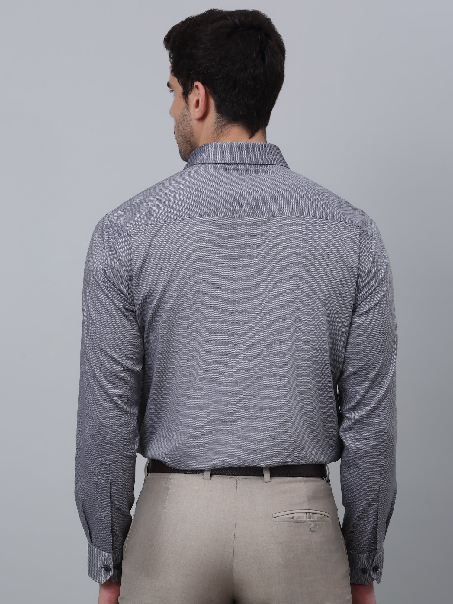 Men's Black Formal Self Textured Full Sleeve Shirt - Image 4