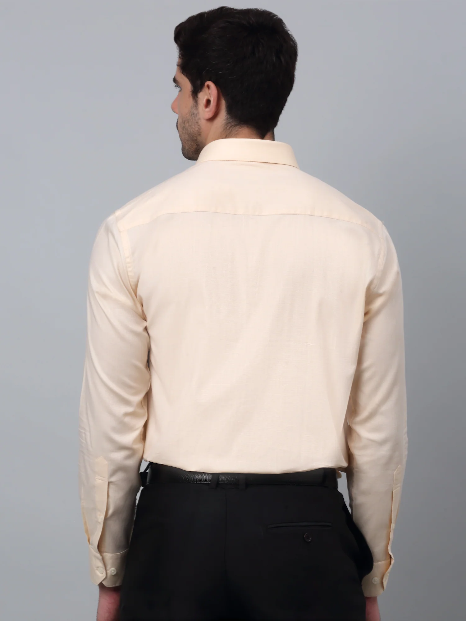Men's Yellow Formal Self Textured Full Sleeve Shirt - Image 4