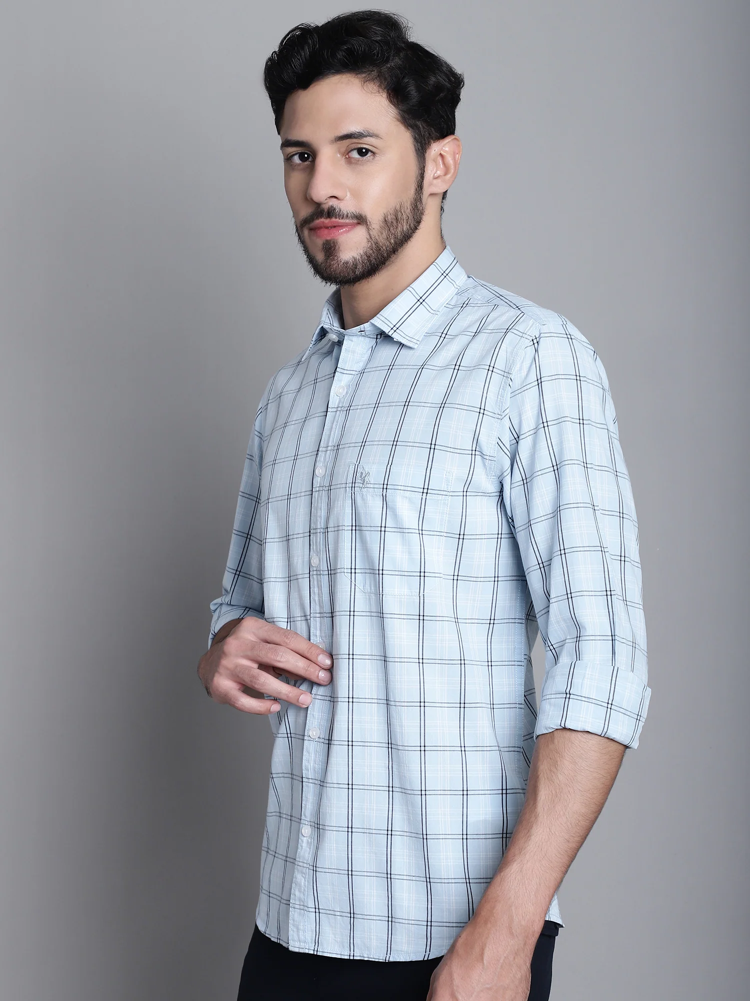 Casual Shirt for Men | Breathable & Soft with Color Fastness Regular Fit Spread Collar Neck Cotton Fabric Checkered Pattern - Image 3