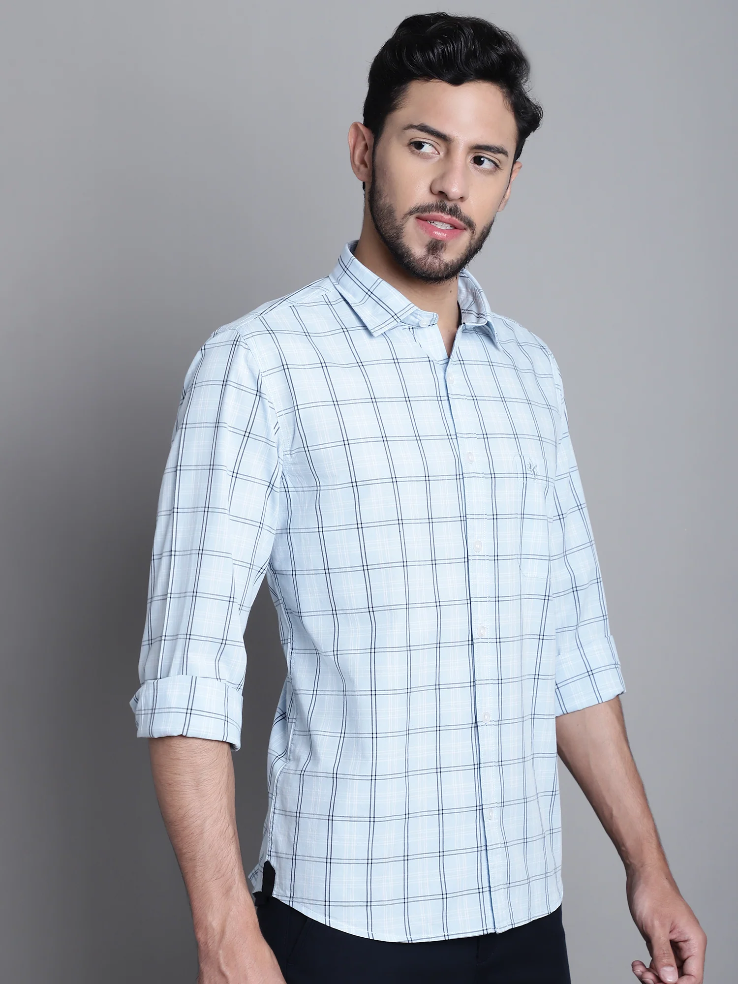 Casual Shirt for Men | Breathable & Soft with Color Fastness Regular Fit Spread Collar Neck Cotton Fabric Checkered Pattern - Image 4