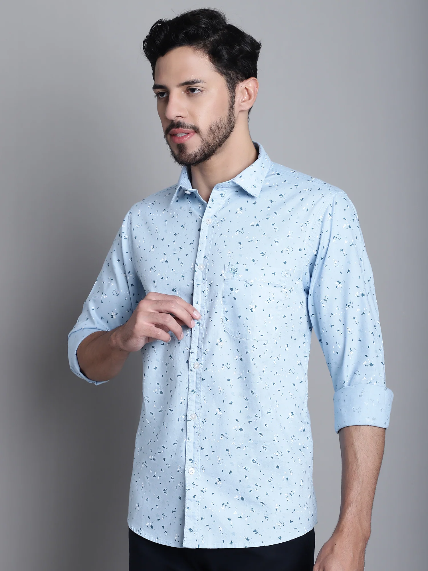 Casual Shirt for Men | Breathable & Soft with Color Fastness Regular Fit Spread Collar Neck Cotton Fabric Printed Pattern - Image 3