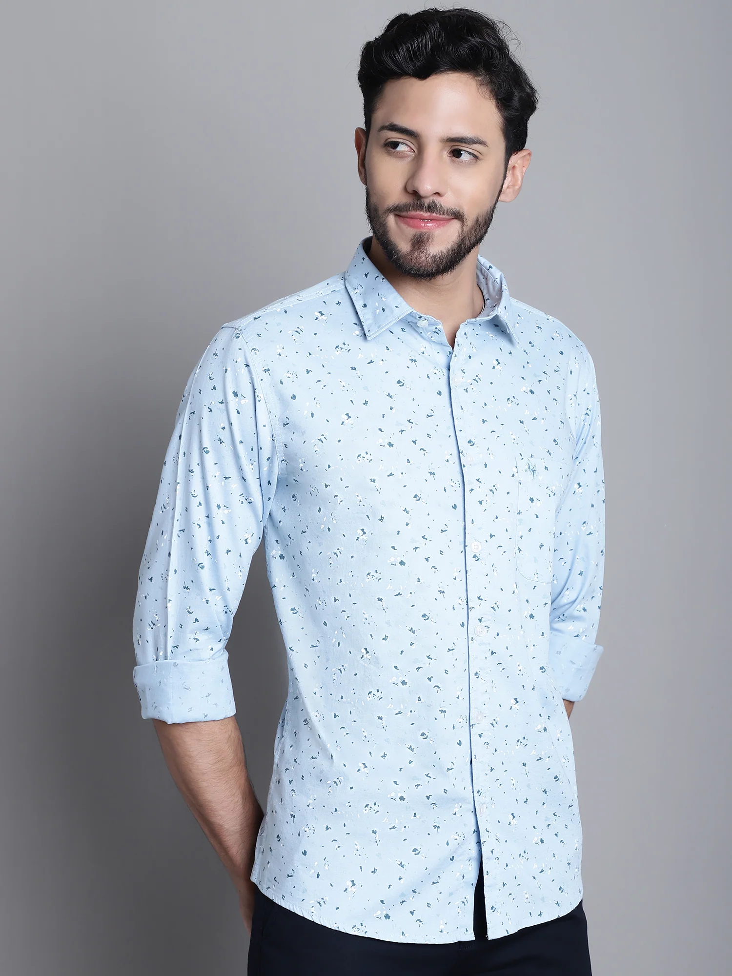 Casual Shirt for Men | Breathable & Soft with Color Fastness Regular Fit Spread Collar Neck Cotton Fabric Printed Pattern - Image 4