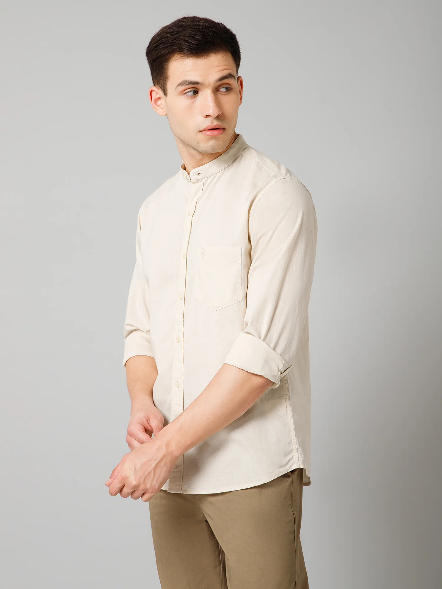 Casual Shirt for Men | Breathable & Soft with Color Fastness Regular Fit Spread Collar Neck Cotton Fabric Solid Pattern - Image 2