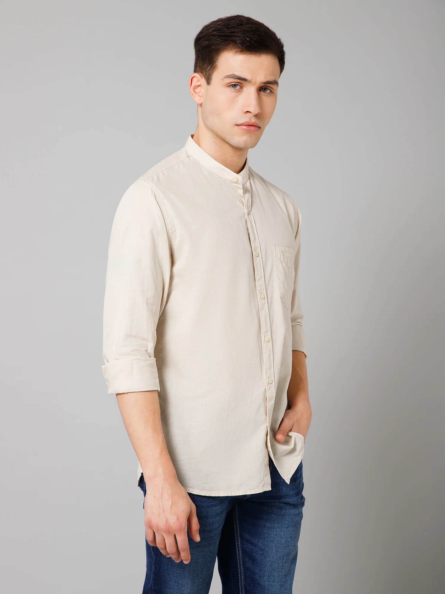 Casual Shirt for Men | Breathable & Soft with Color Fastness Regular Fit Spread Collar Neck Cotton Fabric Solid Pattern - Image 3