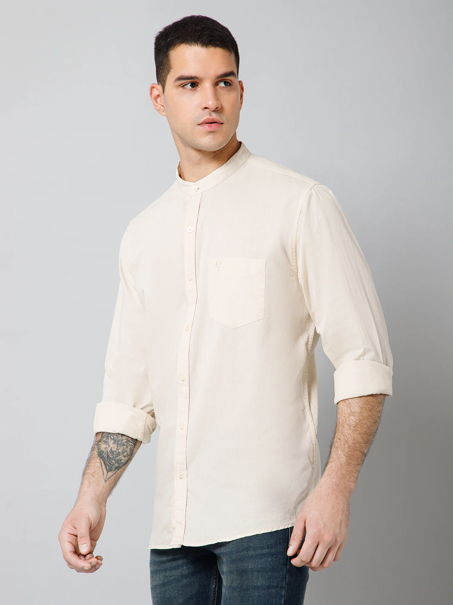 Casual Shirt for Men | Breathable & Soft with Color Fastness Regular Fit Spread Collar Neck Cotton Fabric Solid Pattern - Image 2
