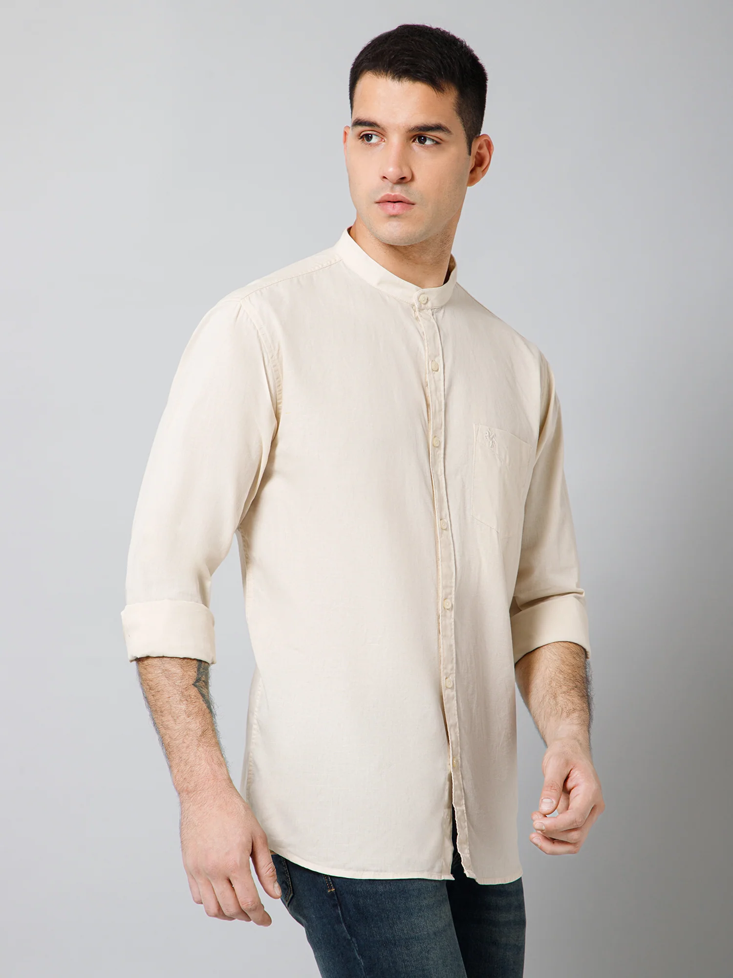 Casual Shirt for Men | Breathable & Soft with Color Fastness Regular Fit Spread Collar Neck Cotton Fabric Solid Pattern - Image 3