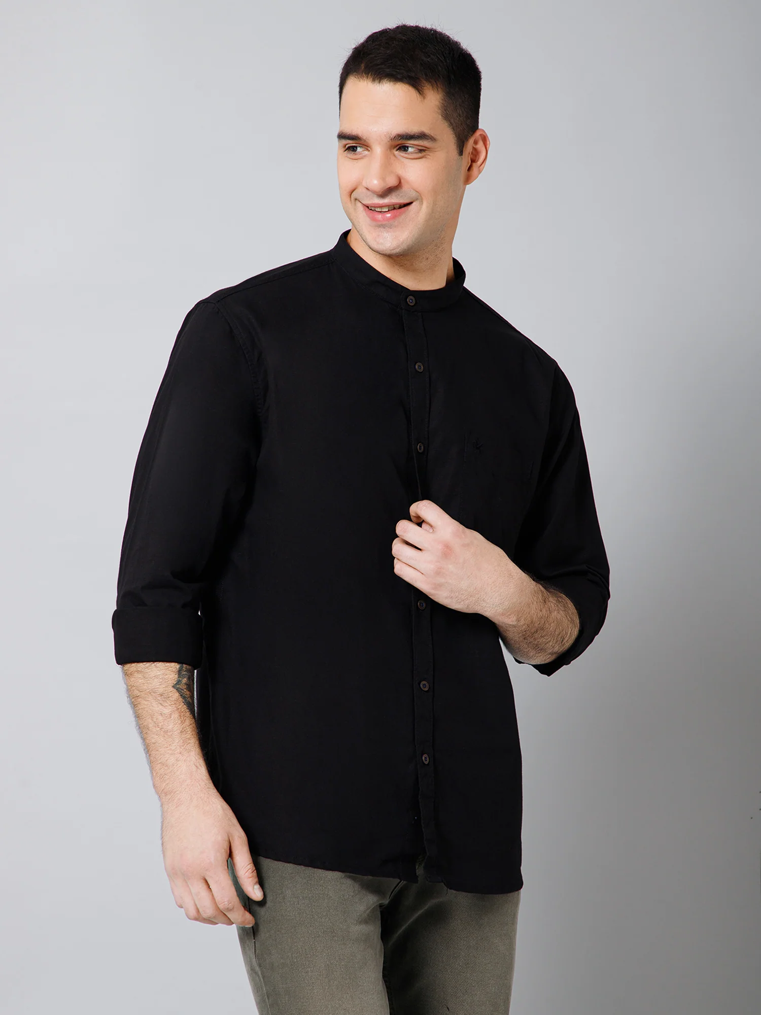 Casual Shirt for Men | Breathable & Soft with Color Fastness Regular Fit Spread Collar Neck Cotton Fabric Solid Pattern - Image 3