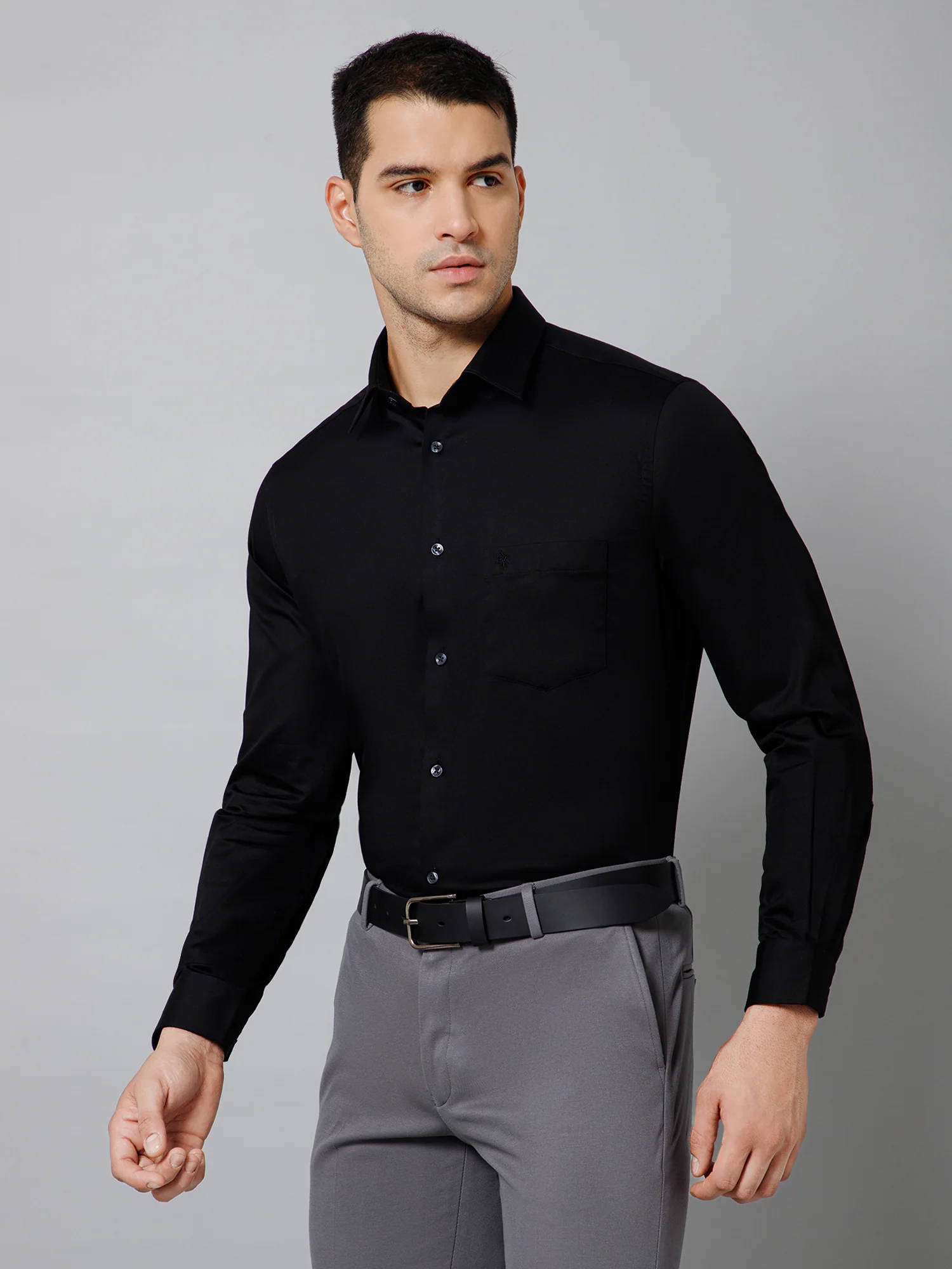 Formal Shirt for Men l Breathable & Soft with Color Fastness Regular Fit Spread Collar Neck Cotton Fabric Solid Pattern - Image 2
