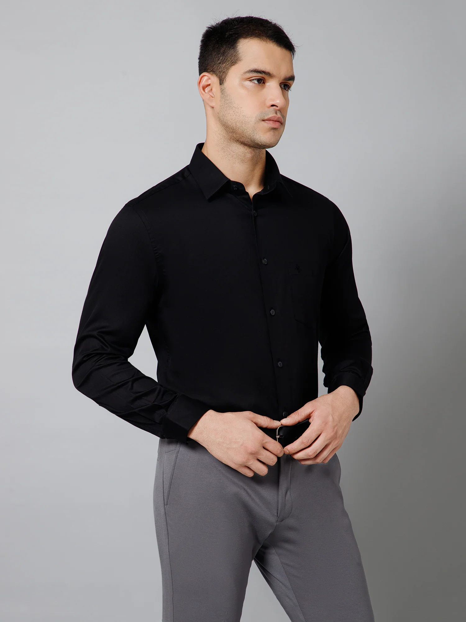 Formal Shirt for Men l Breathable & Soft with Color Fastness Regular Fit Spread Collar Neck Cotton Fabric Solid Pattern - Image 3