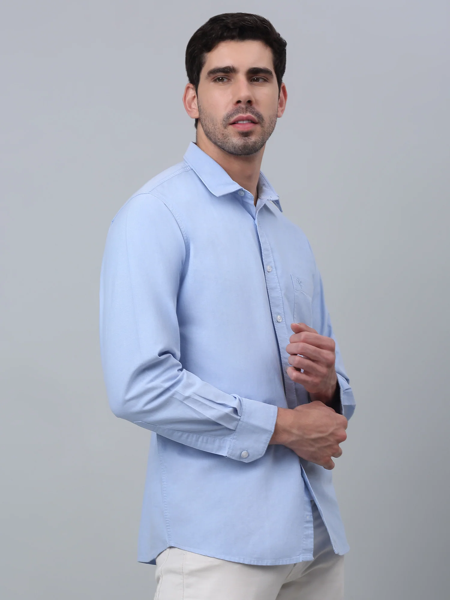 Casual Shirt for Men | Breathable & Soft with Color Fastness Regular Fit Spread Collar Neck Cotton Fabric Self Design Pattern - Image 3