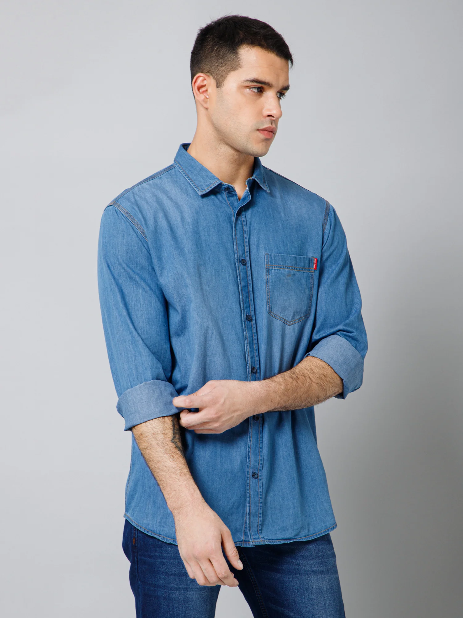Casual Shirt for Men | Breathable & Soft with Color Fastness Regular Fit Spread Collar Neck Cotton Fabric Solid Pattern - Image 3