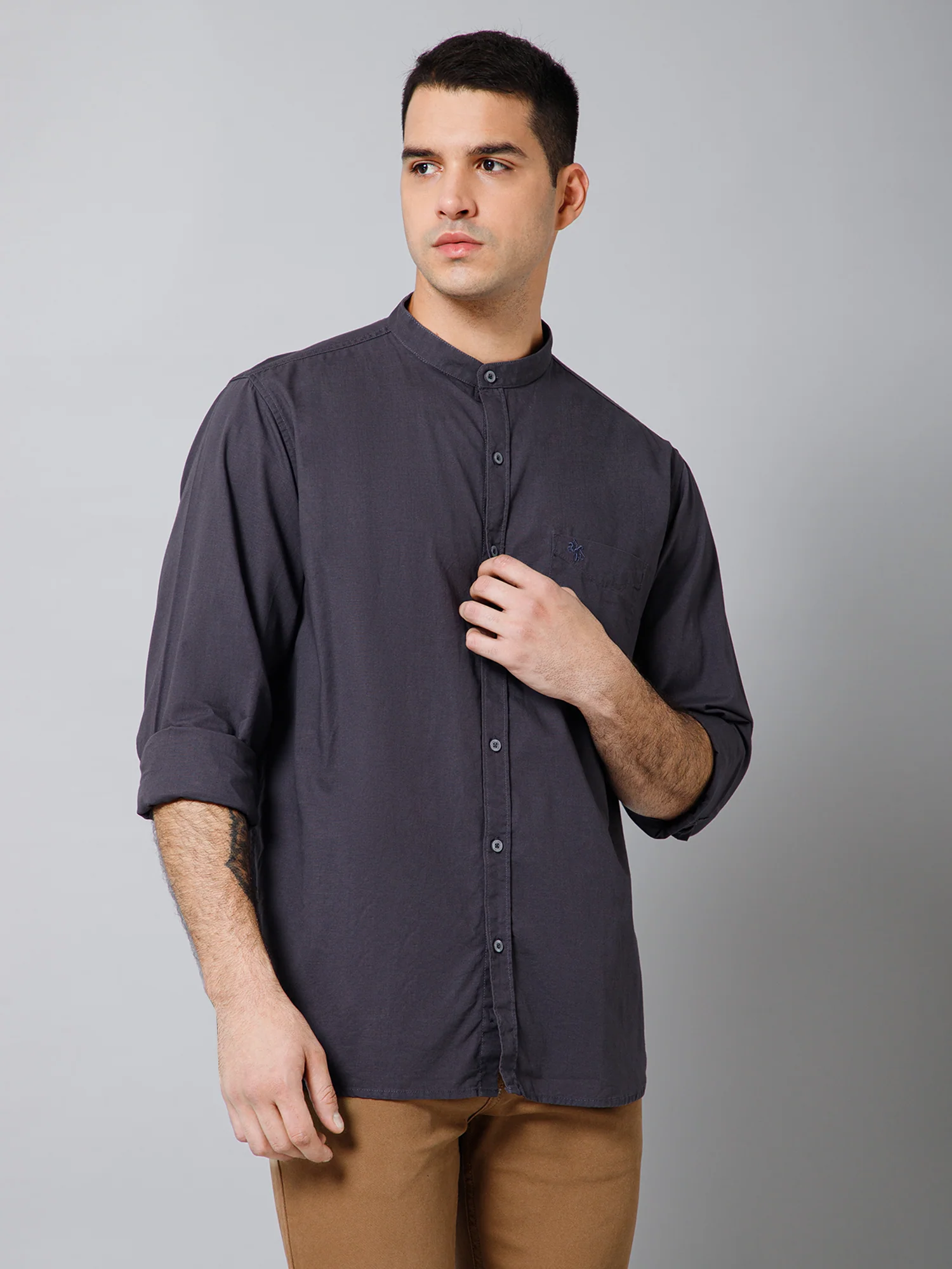 Casual Shirt for Men | Breathable & Soft with Color Fastness Regular Fit Spread Collar Neck Cotton Fabric Solid Pattern - Image 3