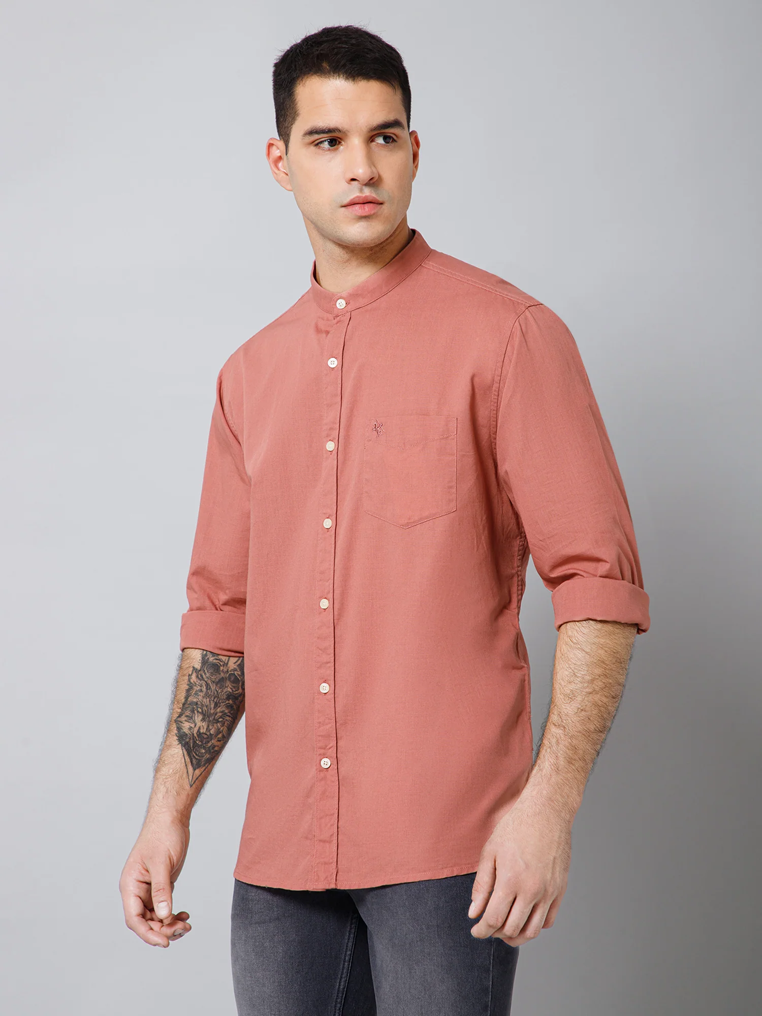 Casual Shirt for Men | Breathable & Soft with Color Fastness Regular Fit Spread Collar Neck Cotton Fabric Solid Pattern - Image 2