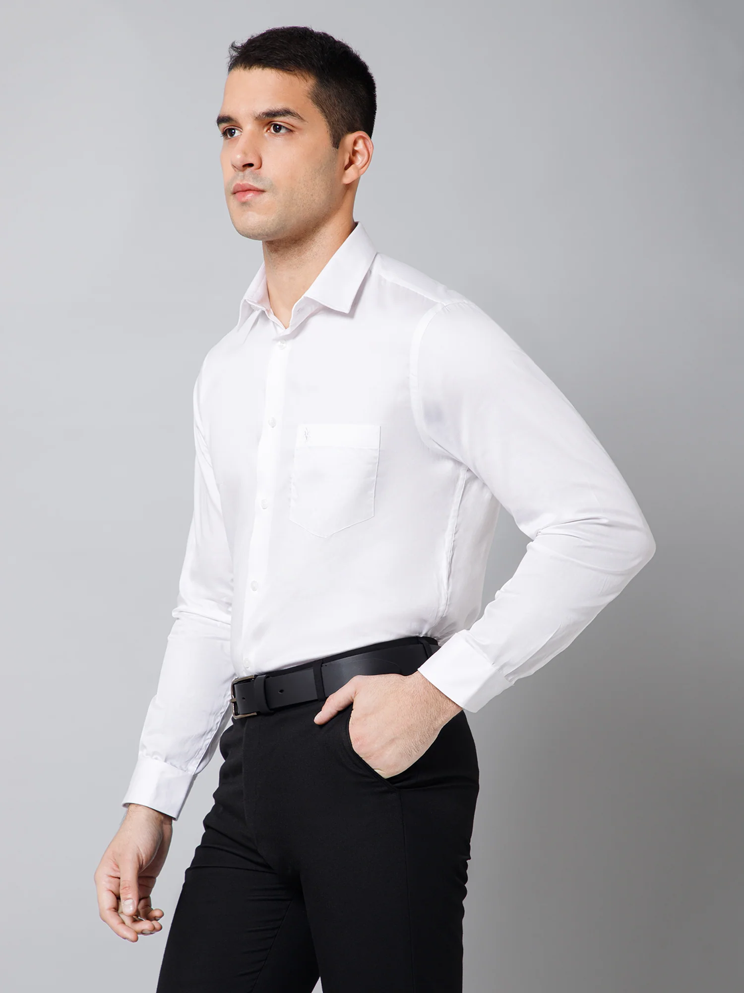 Formal Shirt for Men l Breathable & Soft with Color Fastness Regular Fit Spread Collar Neck Cotton Fabric Solid Pattern - Image 2