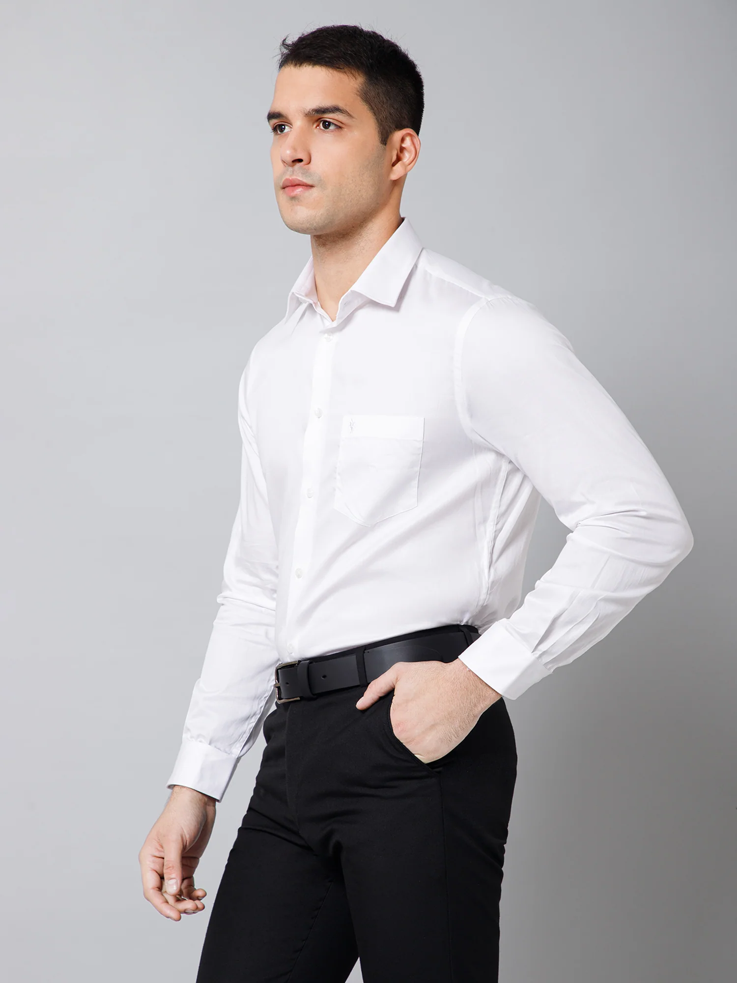 Formal Shirt for Men l Breathable & Soft with Color Fastness Regular Fit Spread Collar Neck Cotton Fabric Solid Pattern - Image 2