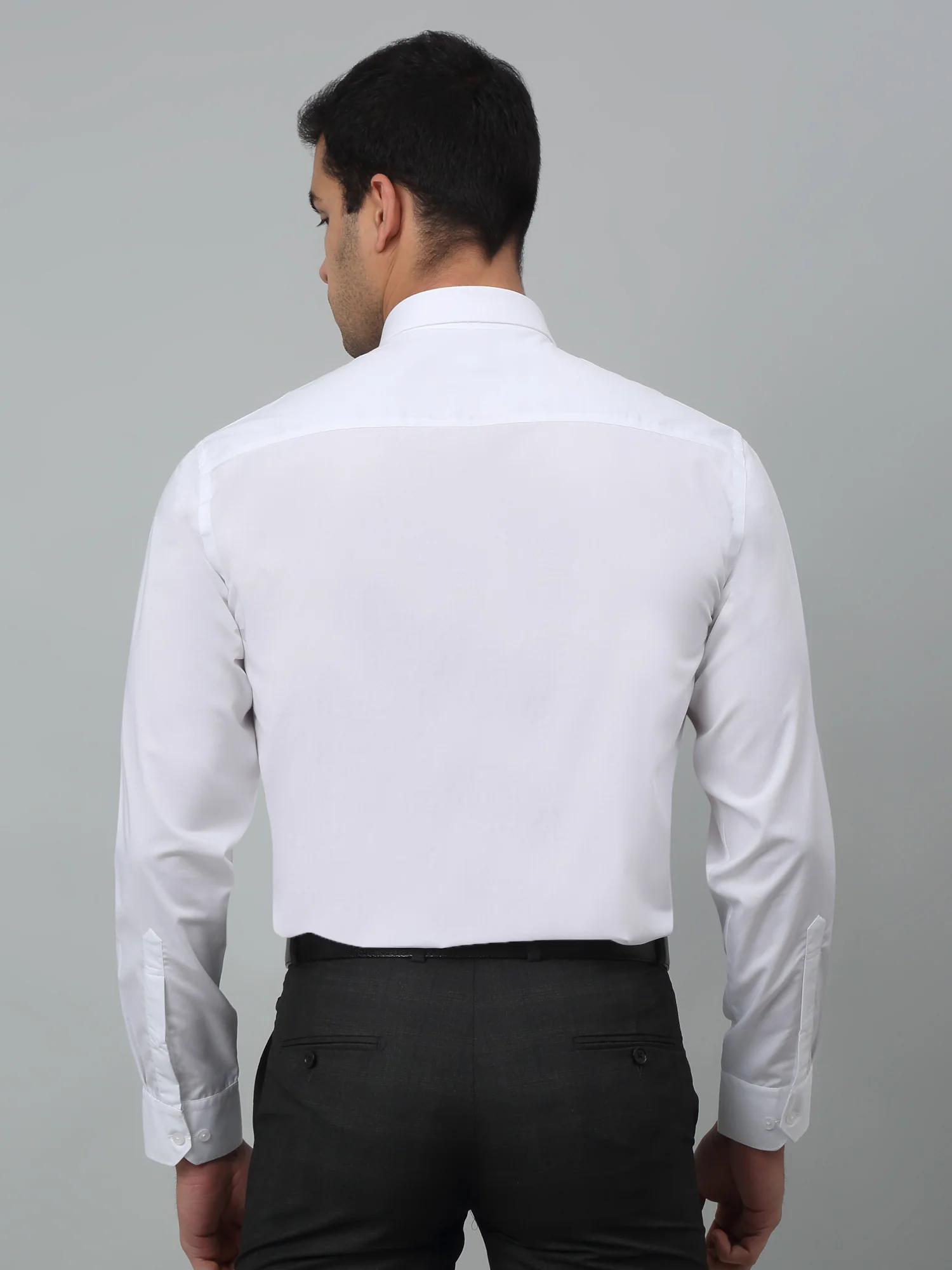 Men's White Formal Plain Full Sleeve Shirt - Image 4