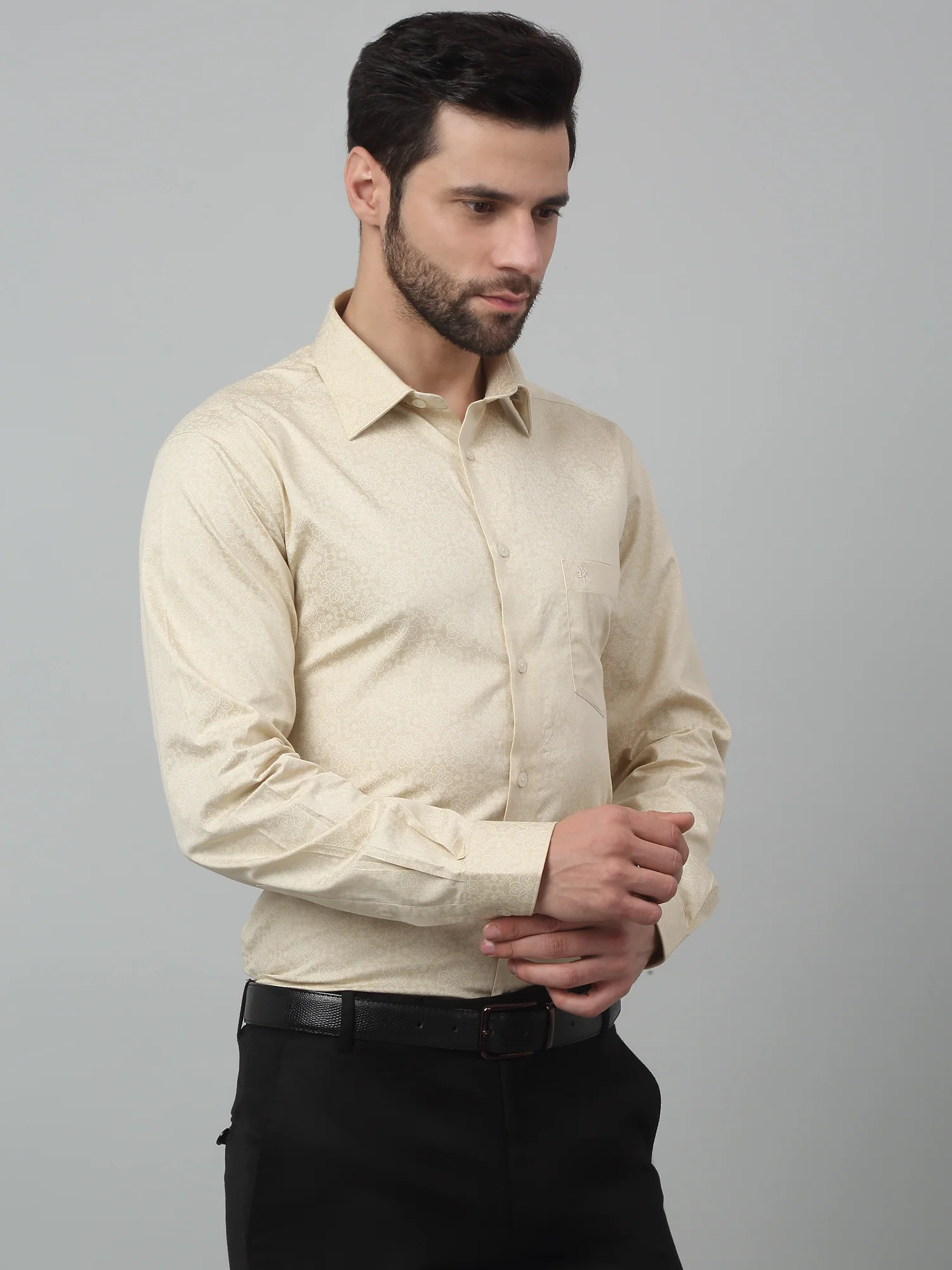 Formal Shirt for Men l Breathable & Soft with Color Fastness Regular Fit Spread Collar Neck Cotton Fabric Printed Pattern - Image 3