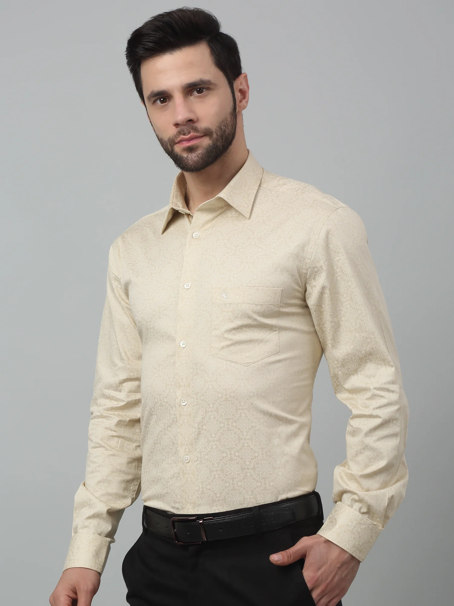 Formal Shirt for Men l Breathable & Soft with Color Fastness Regular Fit Spread Collar Neck Cotton Fabric Printed Pattern - Image 4