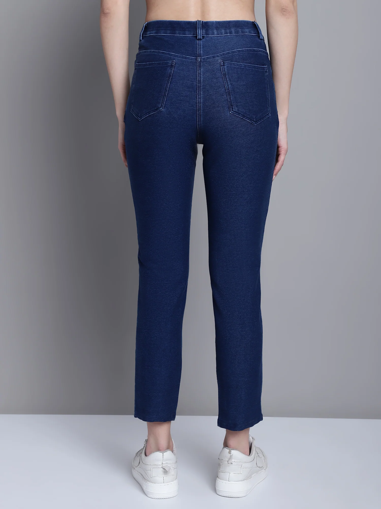 Women's Casual Regular Fit Denim Blue  Mid rise Leggings - Image 2