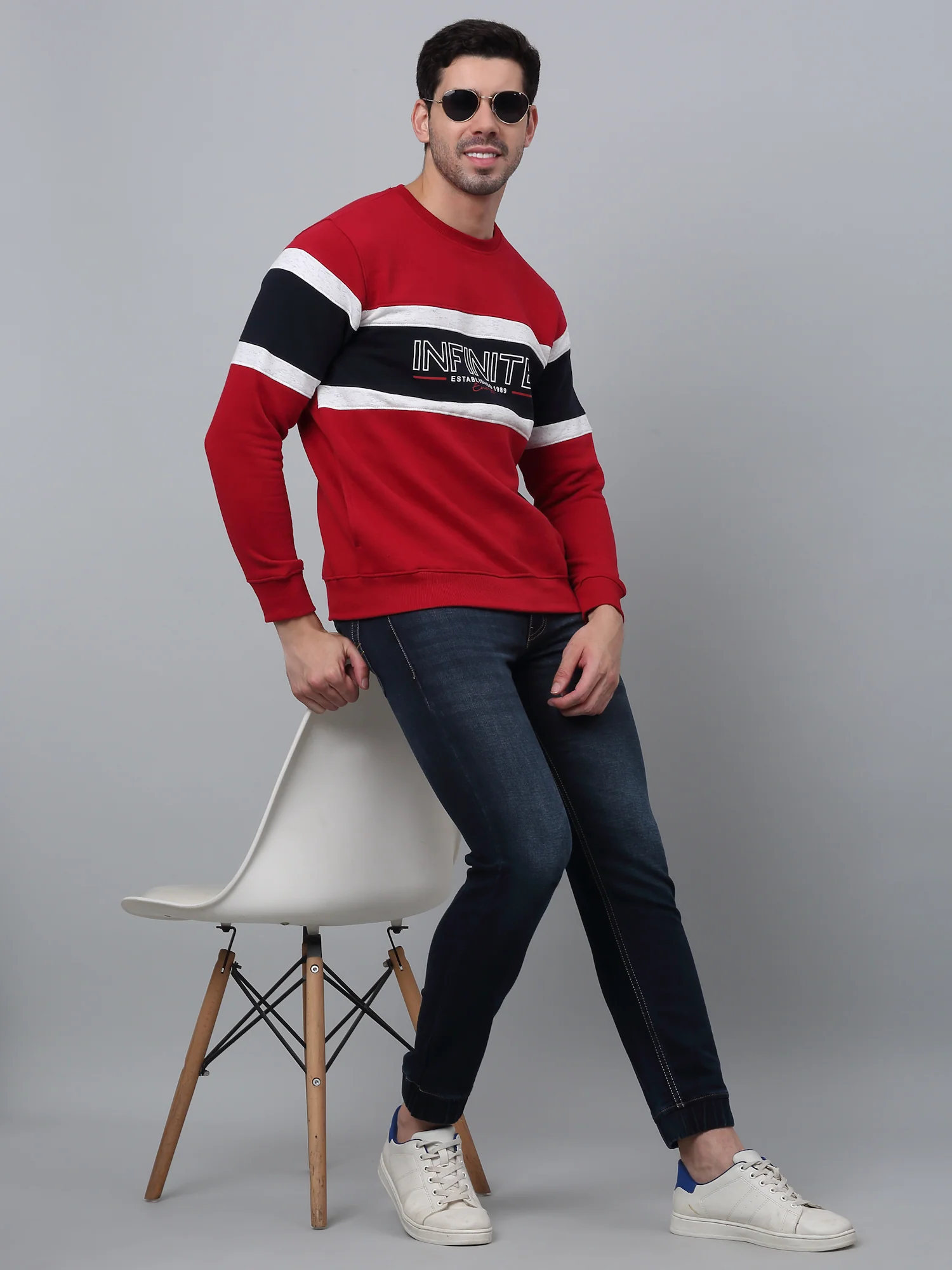 Dark Blue Solid Cotton Blend Mid Rise Full Length Regular Fit Casual Jogger For Men - Image 5