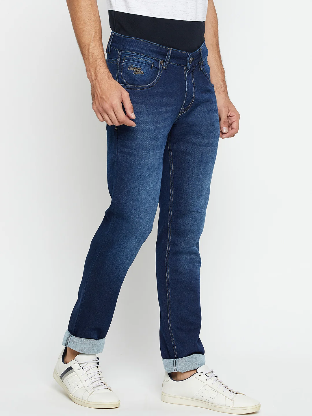 Denim Jeans for Men l Breathable & Soft with Color Fastness Ultra Narrow Fit Cotton Fabric Solid Pattern Button Closure - Image 4