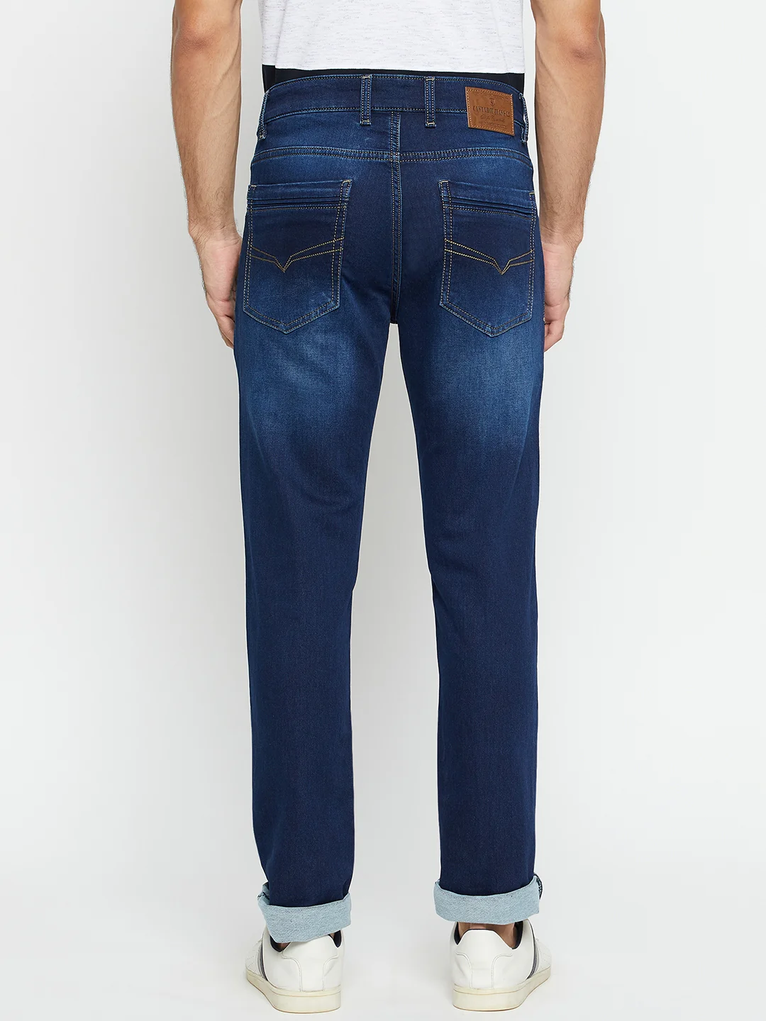 Denim Jeans for Men l Breathable & Soft with Color Fastness Ultra Narrow Fit Cotton Fabric Solid Pattern Button Closure - Image 5