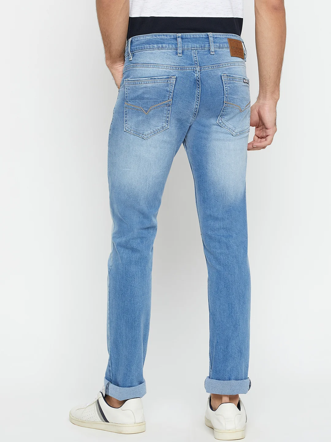 Denim Jeans for Men l Breathable & Soft with Color Fastness Ultra Narrow Fit Cotton Fabric Solid Pattern Button Closure - Image 5