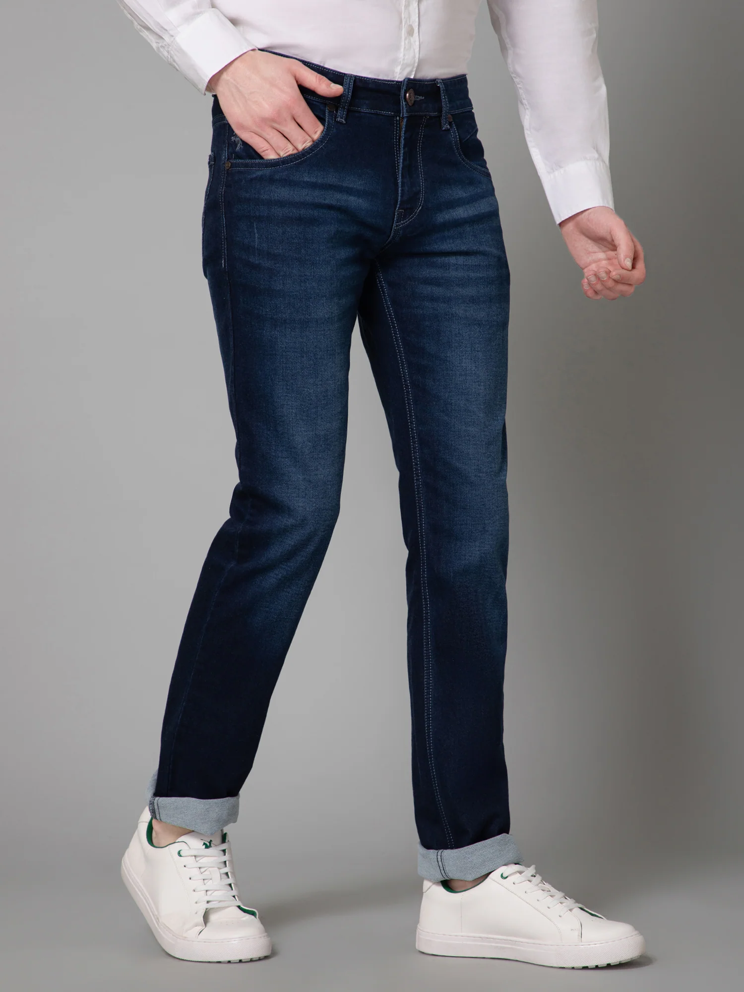 Denim Jeans for Men l Breathable & Soft with Color Fastness Ultra Narrow Fit Cotton Fabric Solid Pattern Button Closure - Image 3