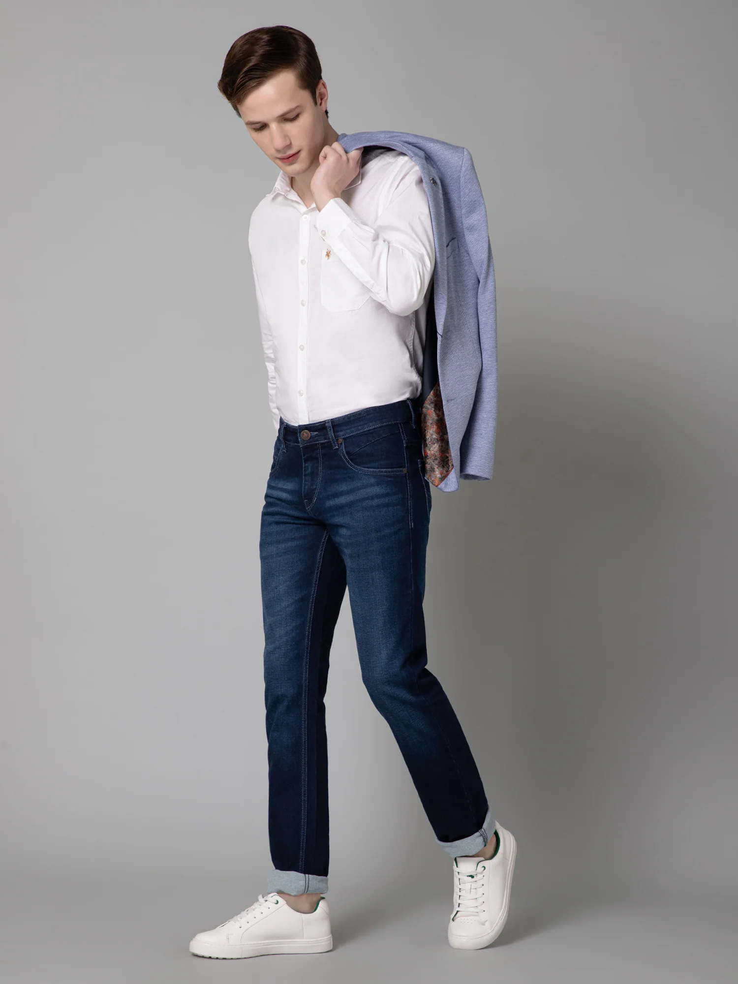 Denim Jeans for Men l Breathable & Soft with Color Fastness Ultra Narrow Fit Cotton Fabric Solid Pattern Button Closure - Image 5