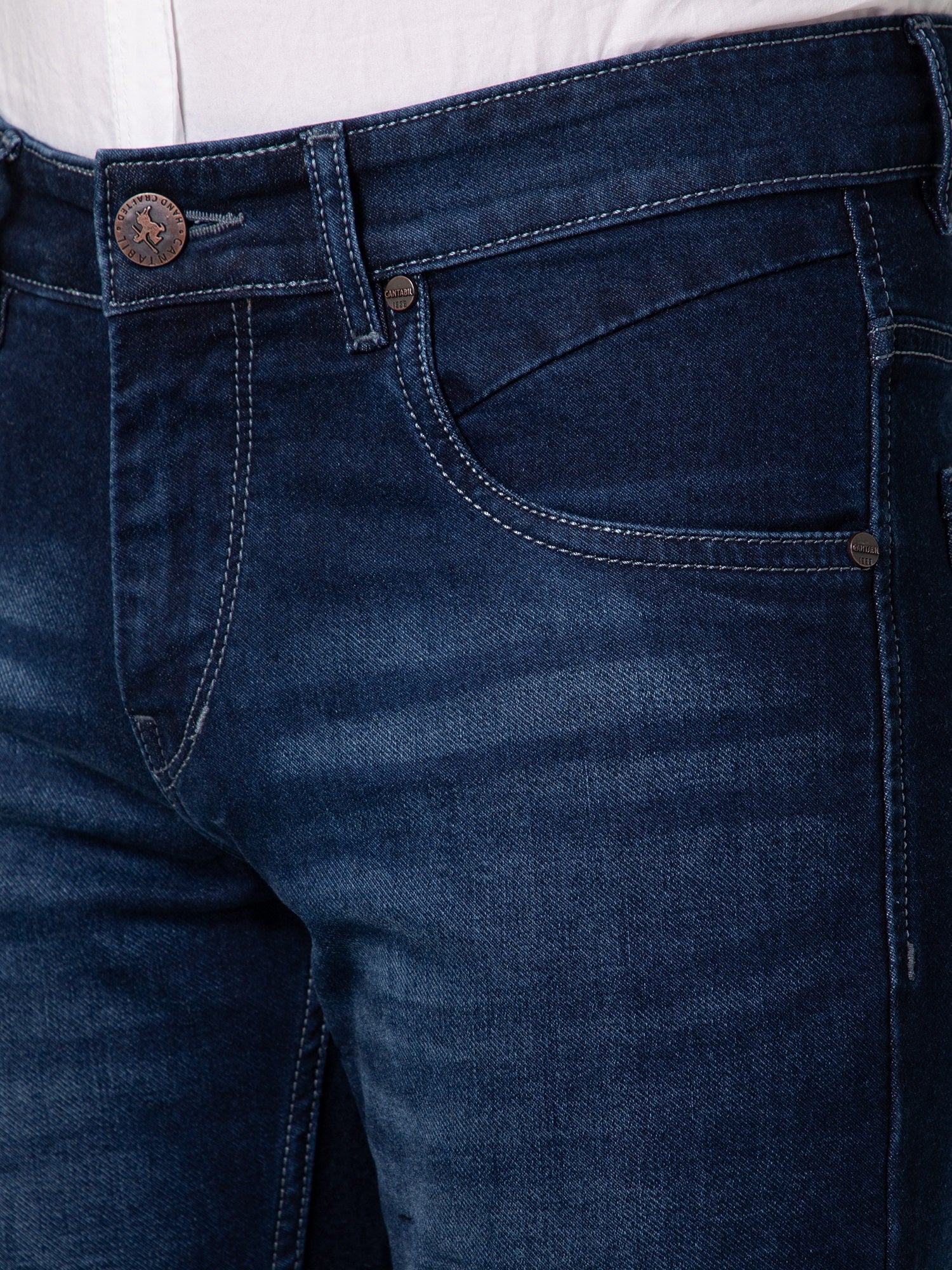 Denim Jeans for Men l Breathable & Soft with Color Fastness Ultra Narrow Fit Cotton Fabric Solid Pattern Button Closure - Image 6