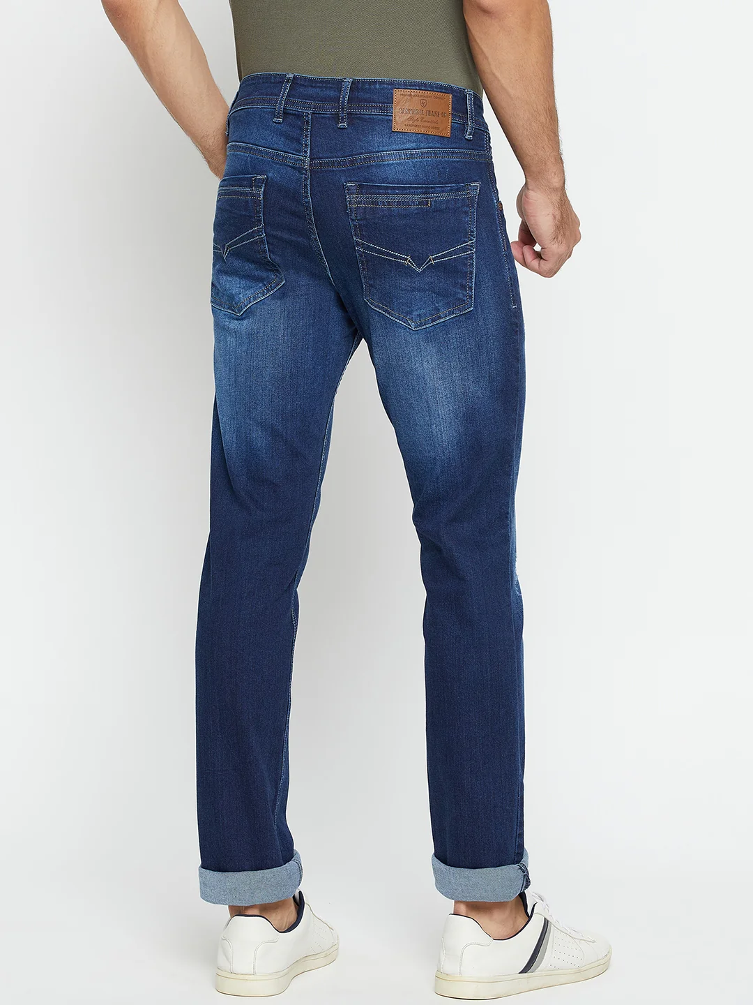 Denim Jeans for Men l Breathable & Soft with Color Fastness Ultra Narrow Fit Cotton Fabric Solid Pattern Button Closure - Image 5