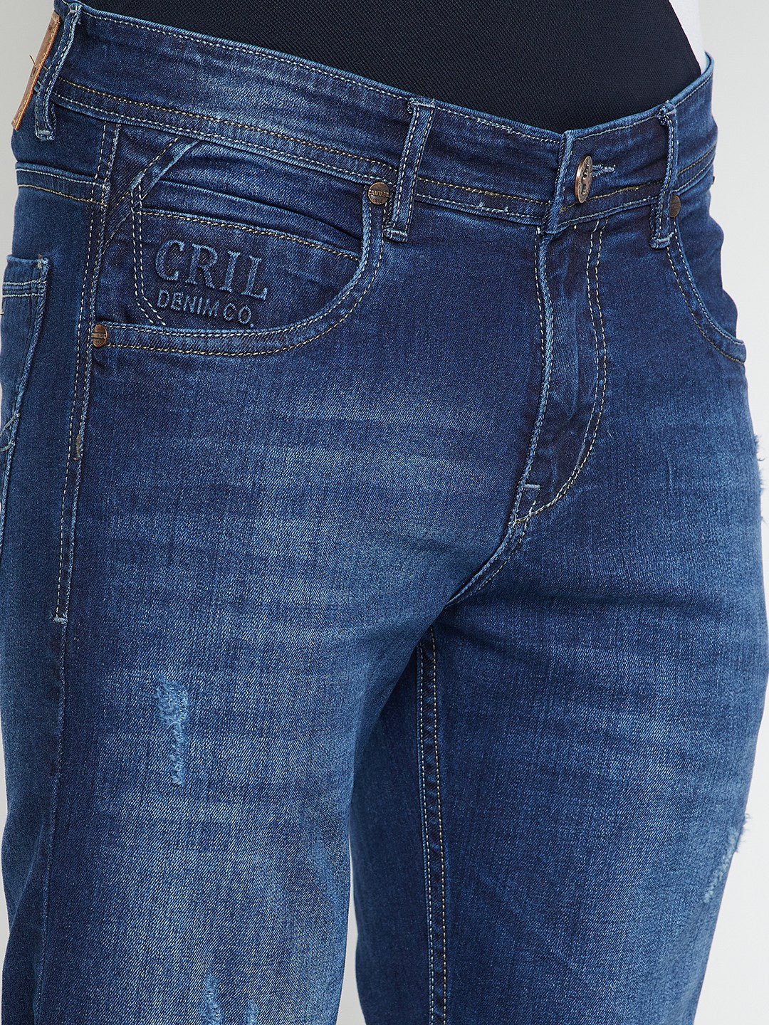 Denim Jeans for Men l Breathable & Soft with Color Fastness Ultra Narrow Fit Cotton Fabric Solid Pattern Button Closure - Image 6