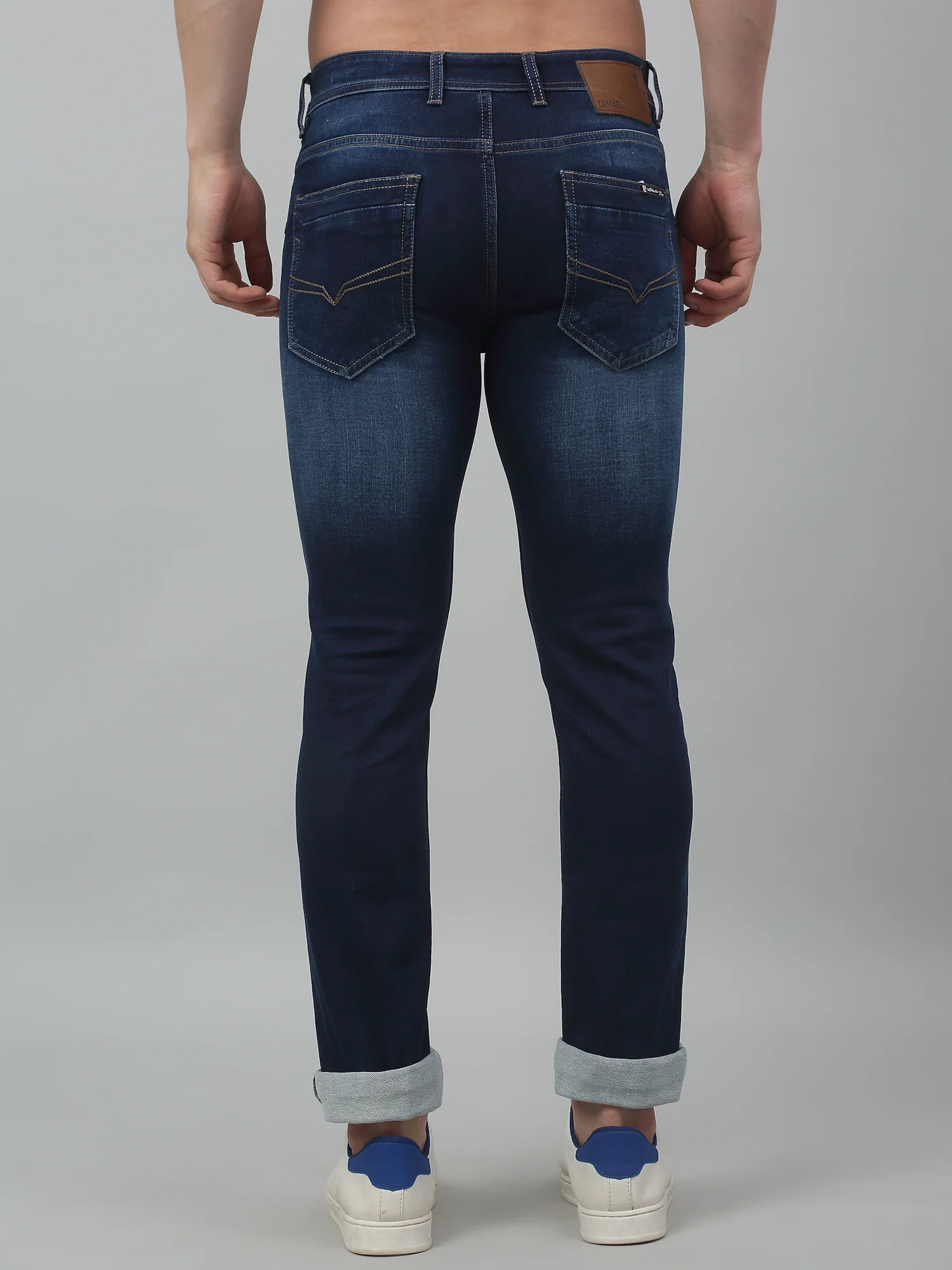 Denim Jeans for Men l Breathable & Soft with Color Fastness Ultra Narrow Fit Cotton Fabric Solid Pattern Button Closure - Image 2