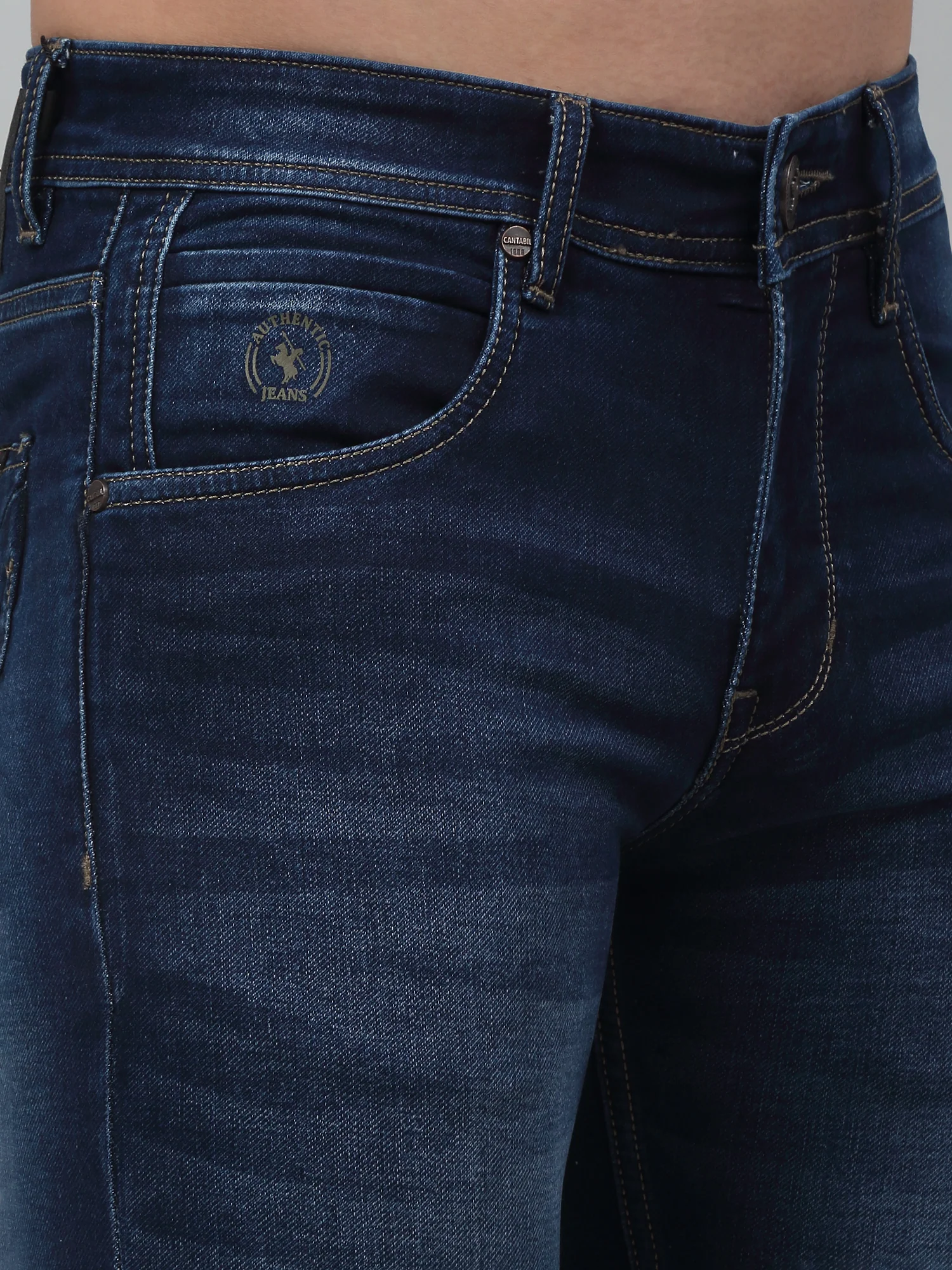 Denim Jeans for Men l Breathable & Soft with Color Fastness Ultra Narrow Fit Cotton Fabric Solid Pattern Button Closure - Image 5