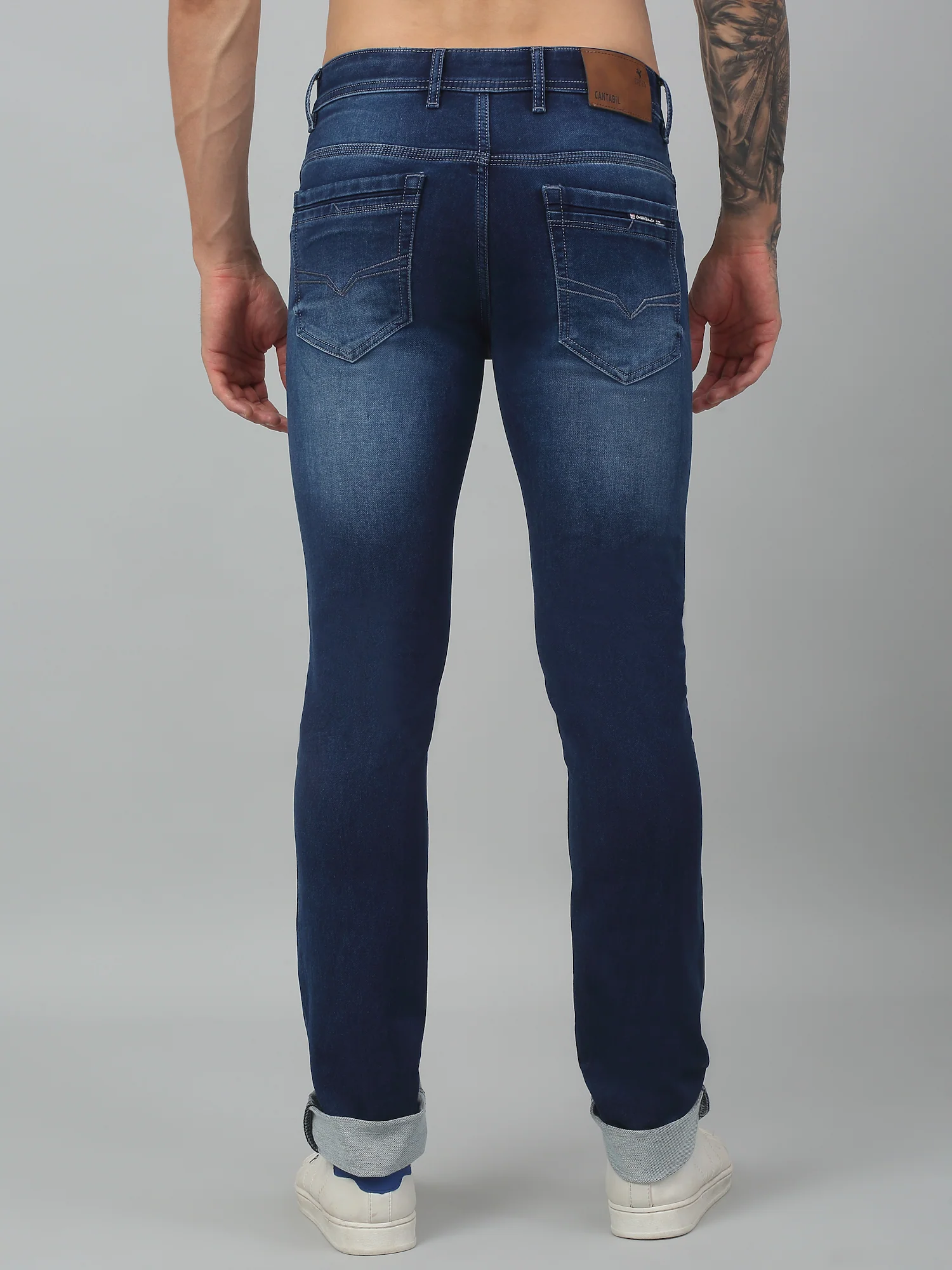 Denim Jeans for Men l Breathable & Soft with Color Fastness Ultra Narrow Fit Cotton Fabric Solid Pattern Button Closure - Image 2
