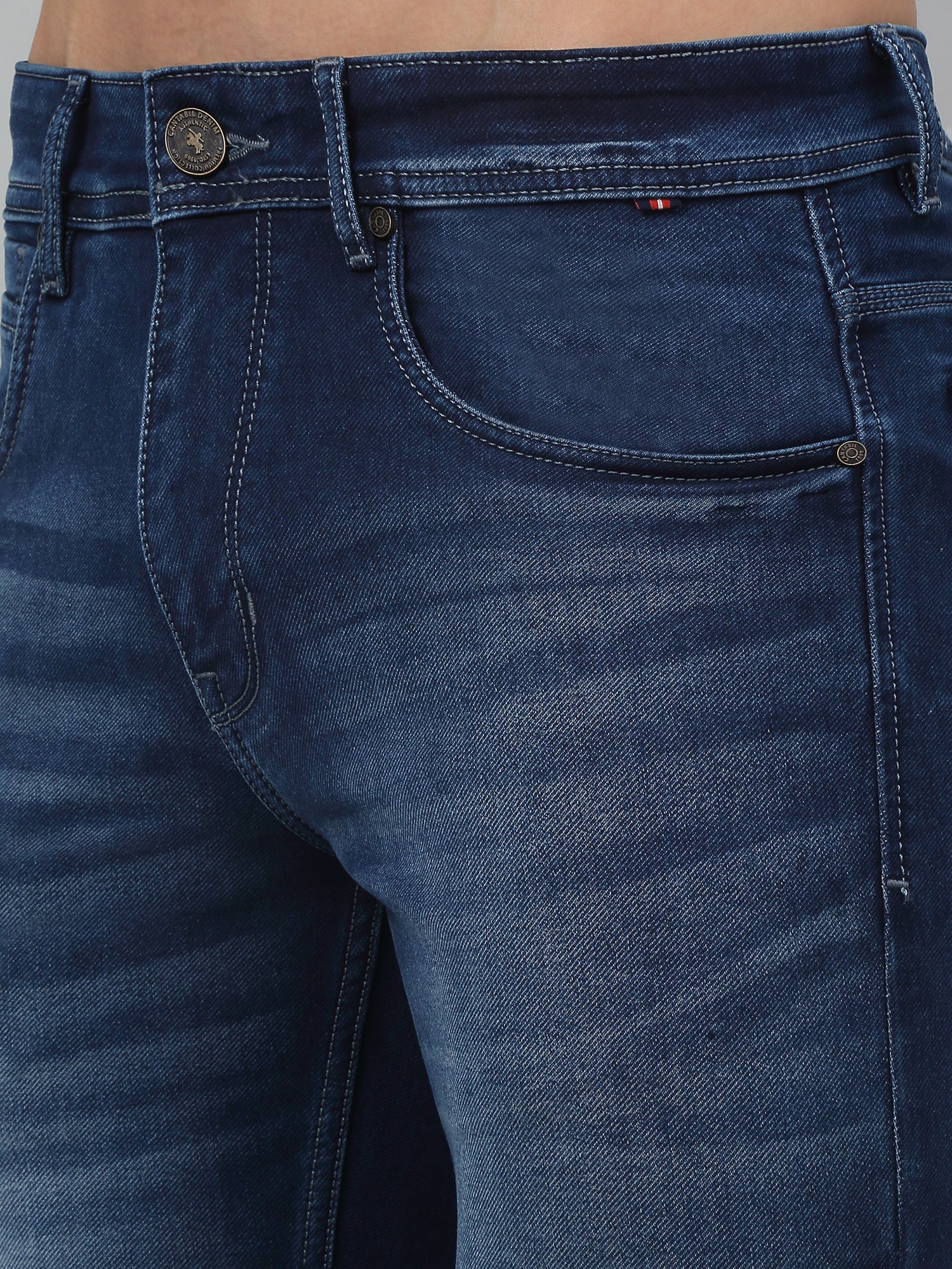 Denim Jeans for Men l Breathable & Soft with Color Fastness Ultra Narrow Fit Cotton Fabric Solid Pattern Button Closure - Image 5