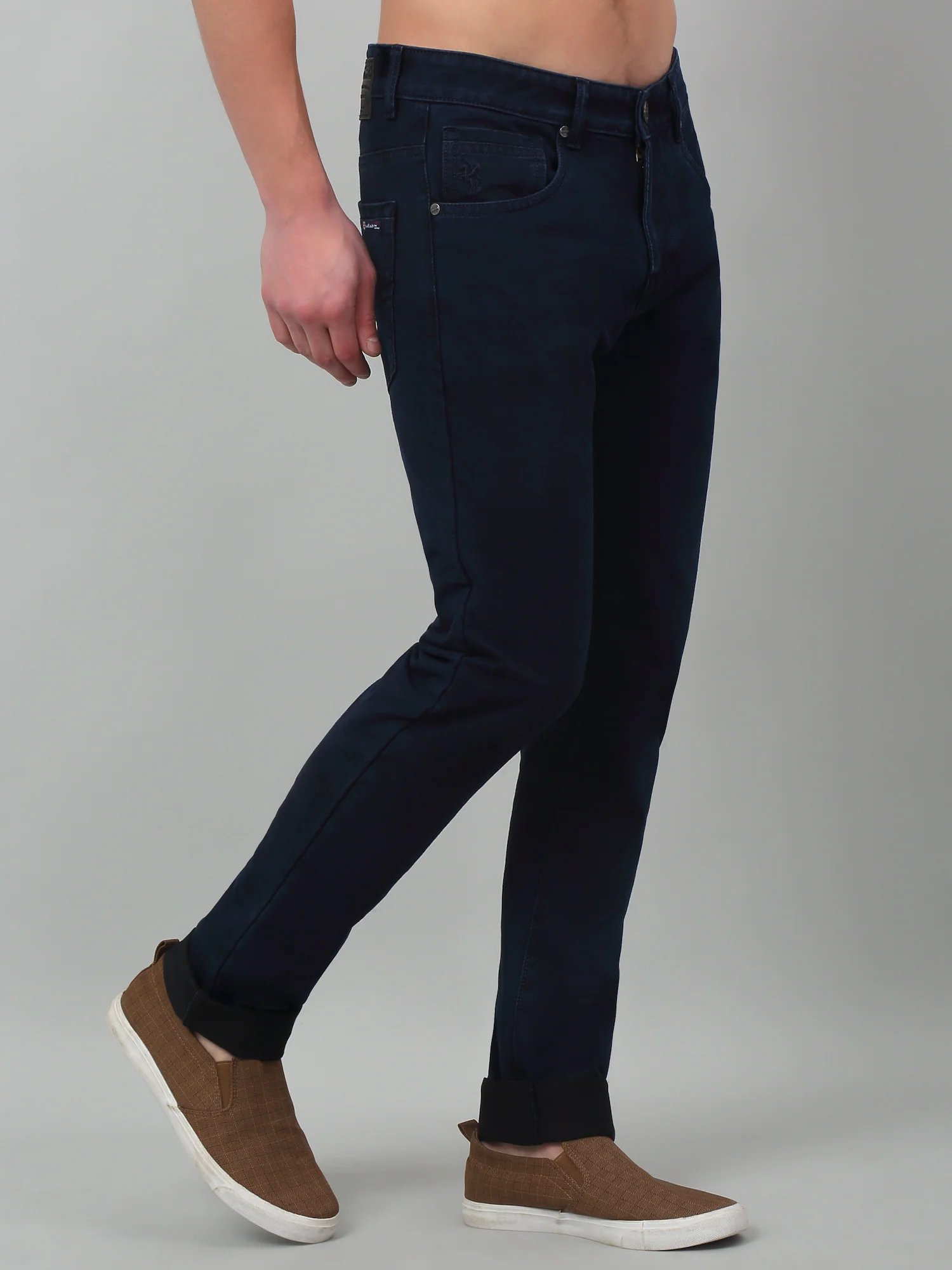 Denim Jeans for Men l Breathable & Soft with Color Fastness Narrow Fit Cotton Fabric Solid Pattern Button Closure - Image 3