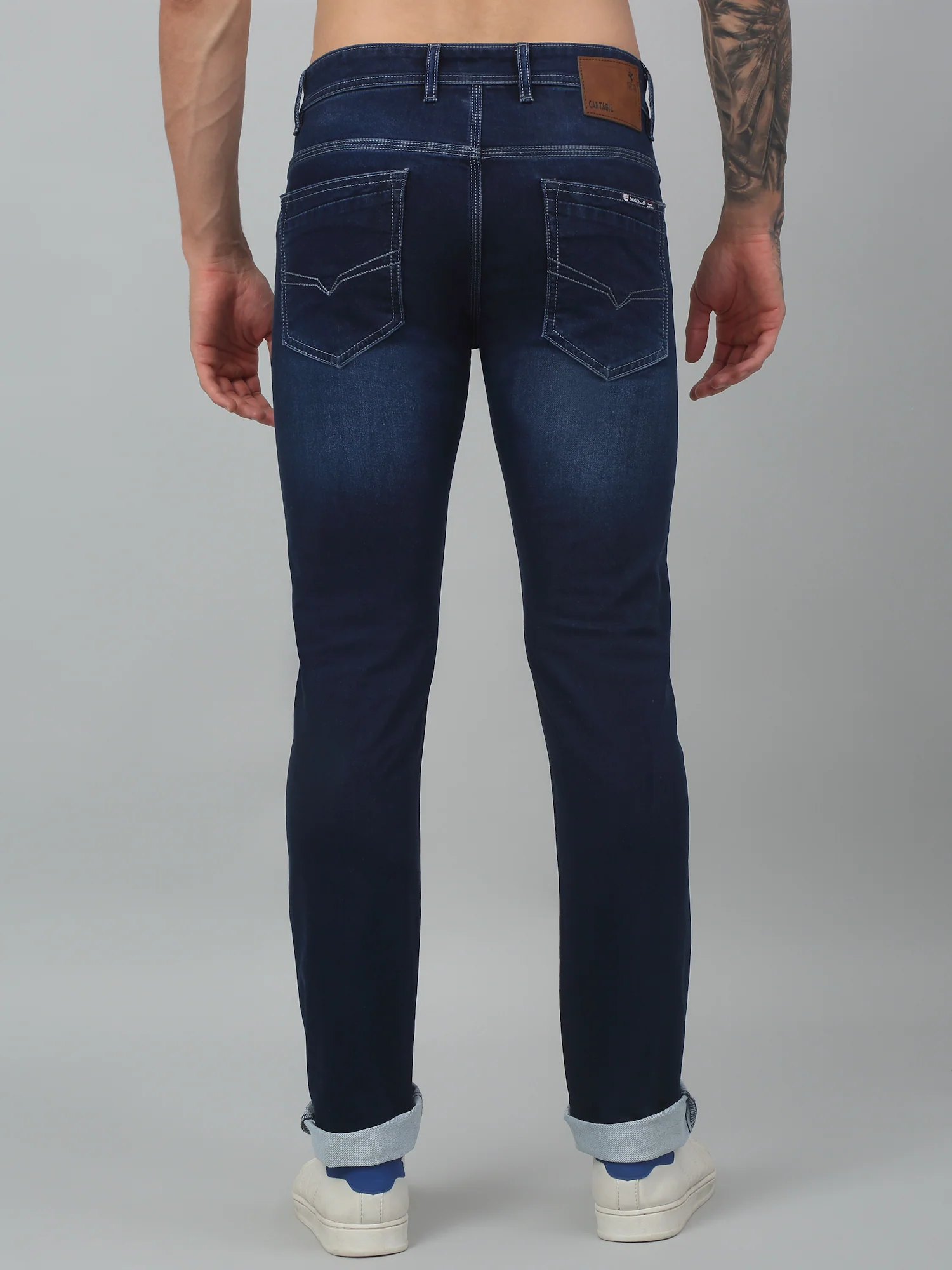 Denim Jeans for Men l Breathable & Soft with Color Fastness Ultra Narrow Fit Cotton Fabric Solid Pattern Button Closure - Image 2