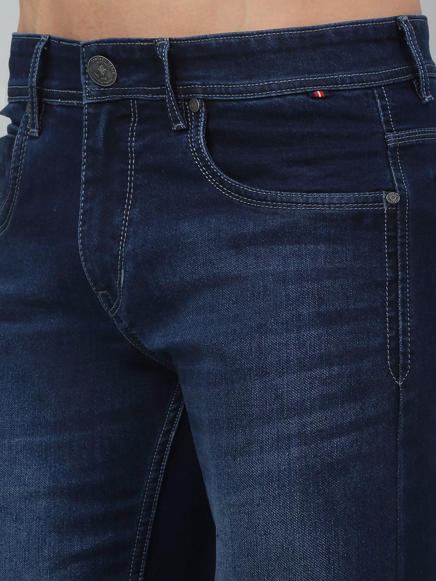 Denim Jeans for Men l Breathable & Soft with Color Fastness Ultra Narrow Fit Cotton Fabric Solid Pattern Button Closure - Image 5