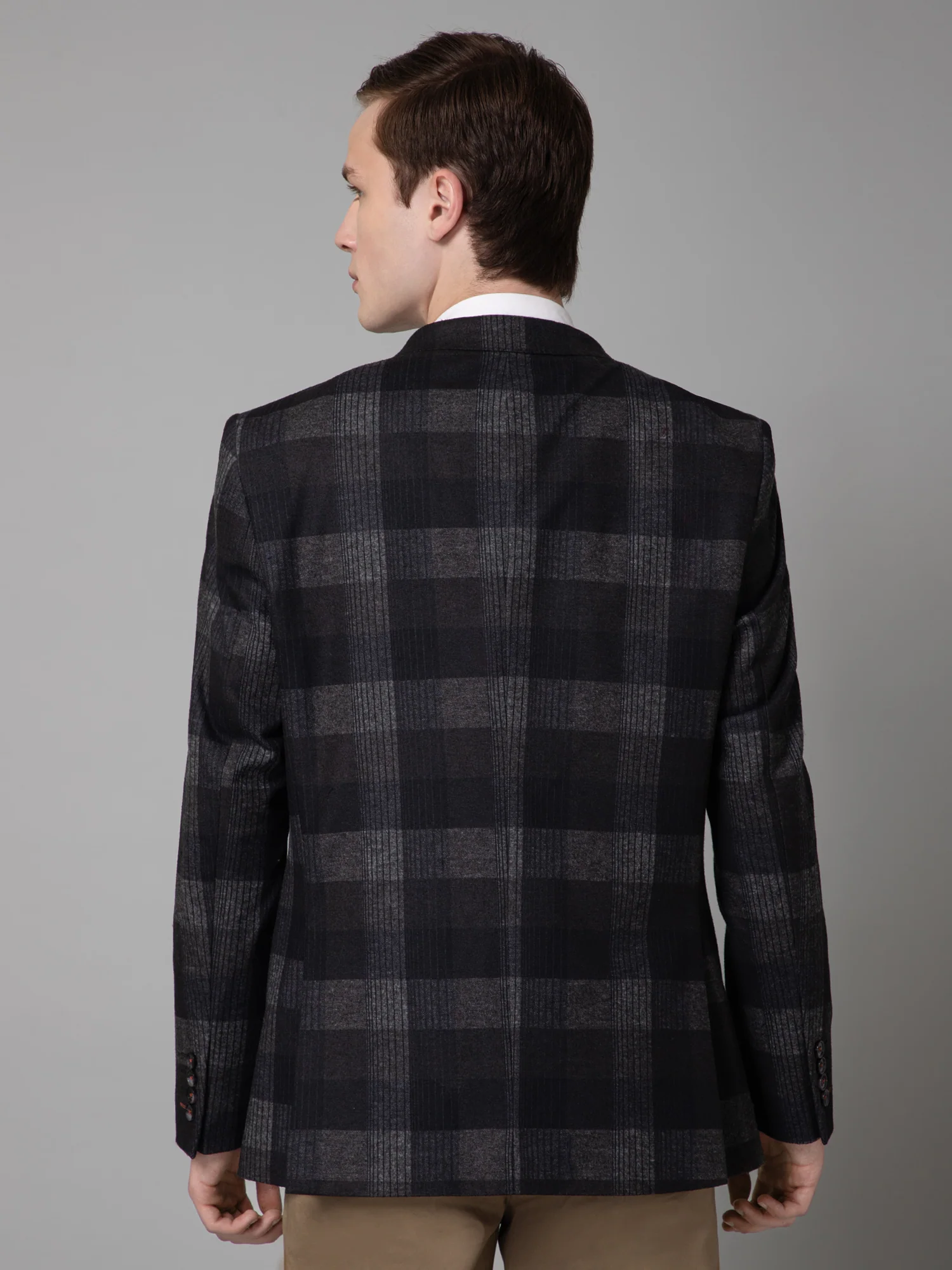 Blazer for Men | Premium Casual Blazer Slim Fit Notched Collar Terry Rayon Fabric Checkered Pattern - Image 4
