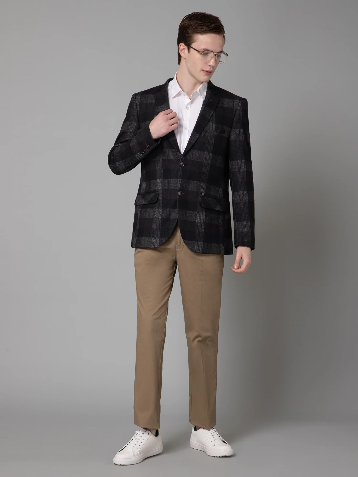 Blazer for Men | Premium Casual Blazer Slim Fit Notched Collar Terry Rayon Fabric Checkered Pattern - Image 5