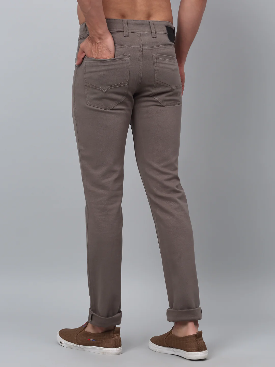 Men's Casual Flat front Dark Grey  Trousers - Image 2