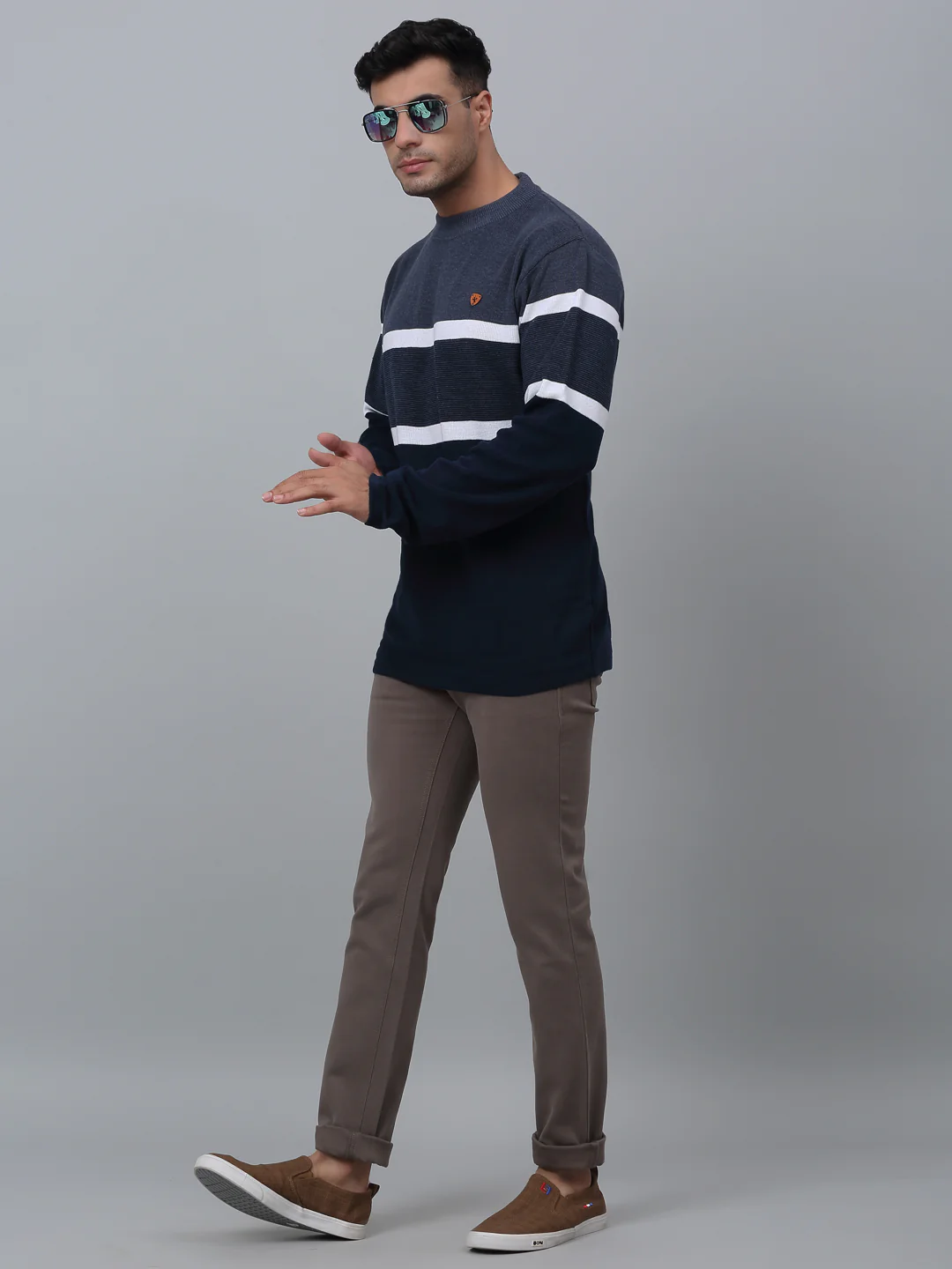 Men's Casual Flat front Dark Grey  Trousers - Image 3