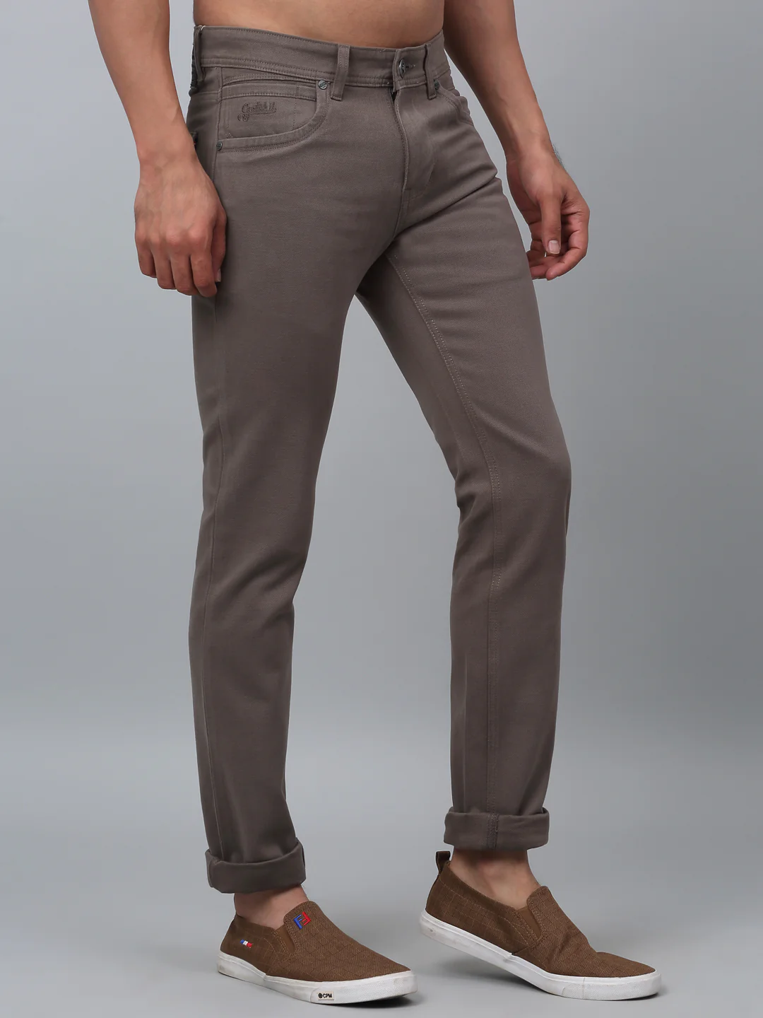 Men's Casual Flat front Dark Grey  Trousers - Image 5