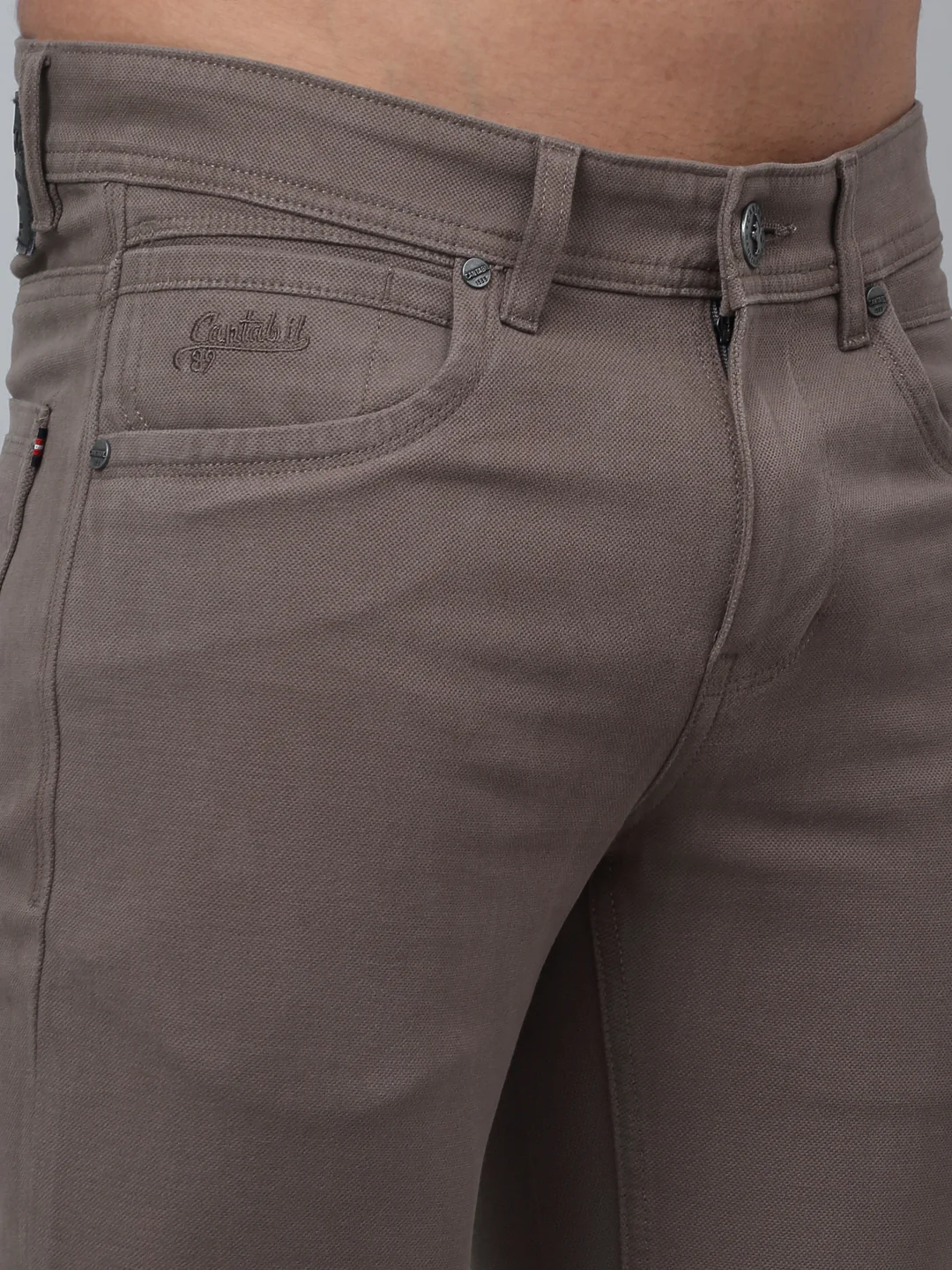 Men's Casual Flat front Dark Grey  Trousers - Image 6