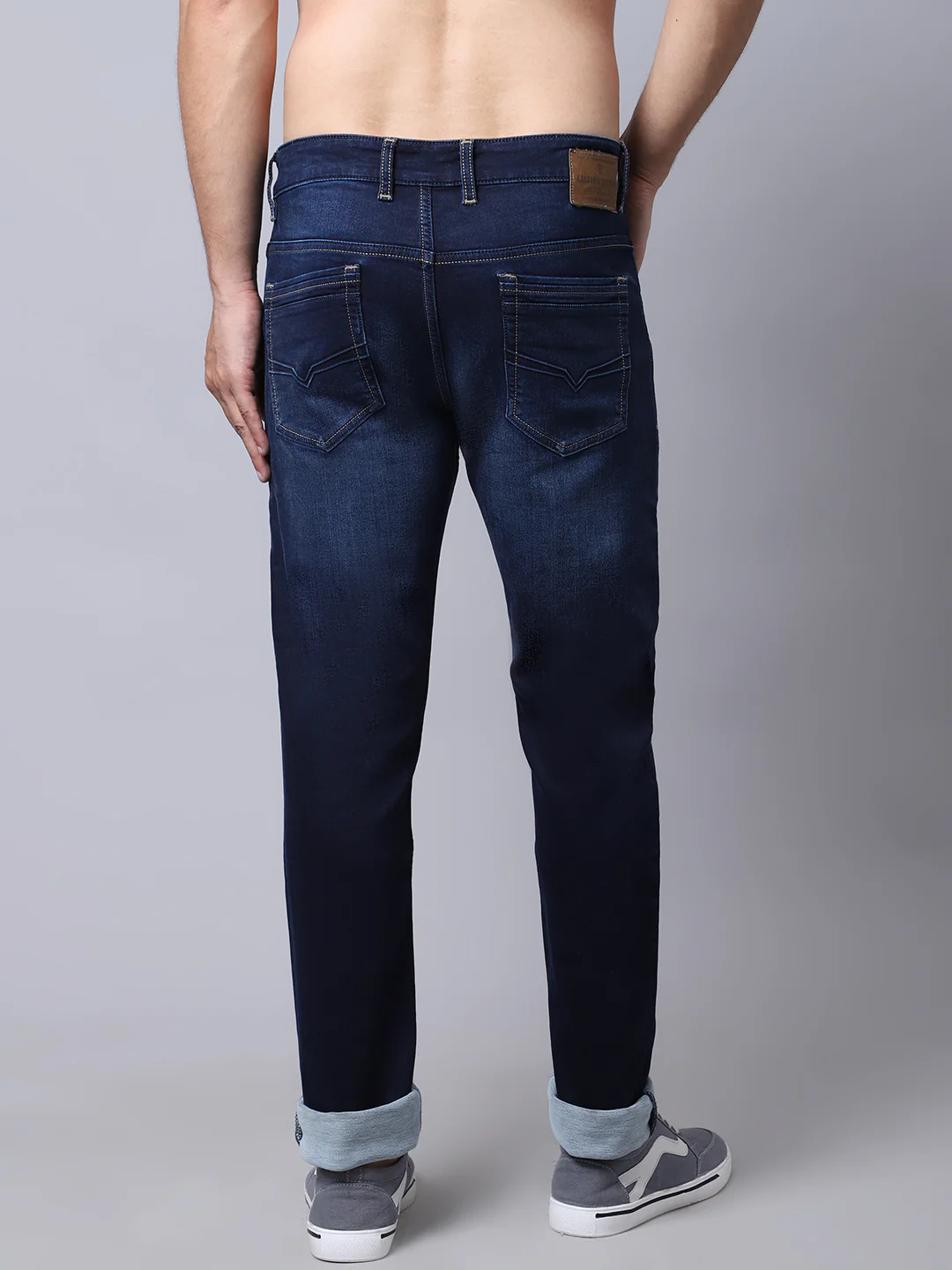 Denim Jeans for Men l Breathable & Soft with Color Fastness Ultra Narrow Fit Cotton Fabric Solid Pattern Button Closure - Image 2